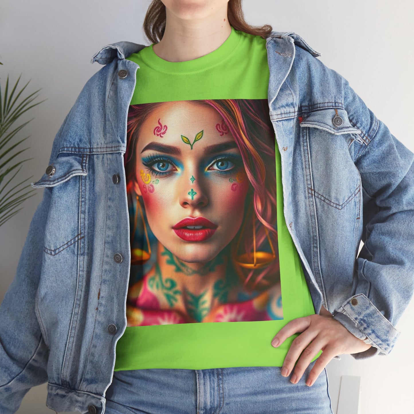 Unisex Heavy Cotton T-Shirt, Libra, Zodiac v1, Sexy Art
