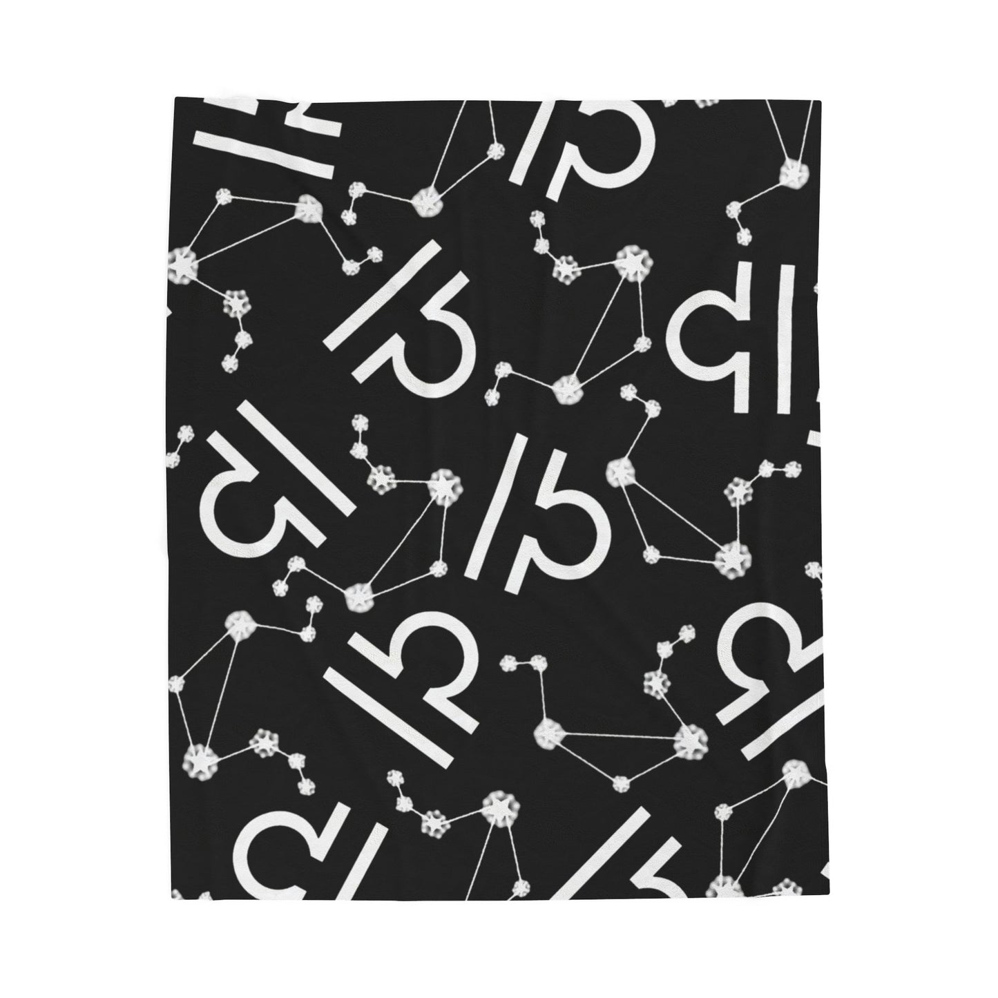 Velveteen Plush Blanket, Libra Zodiac Sign, Constellation & Symbol, Black, 100% polyester