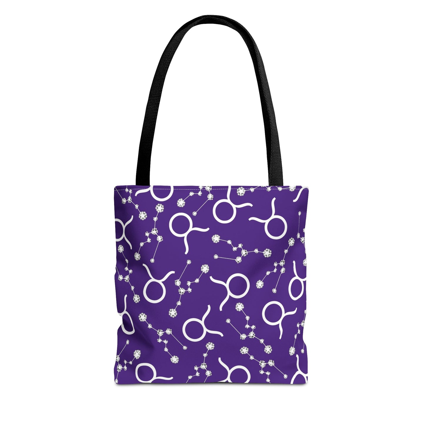 Tote Bag, Taurus Zodiac Sign, AOP, (Purple, White)