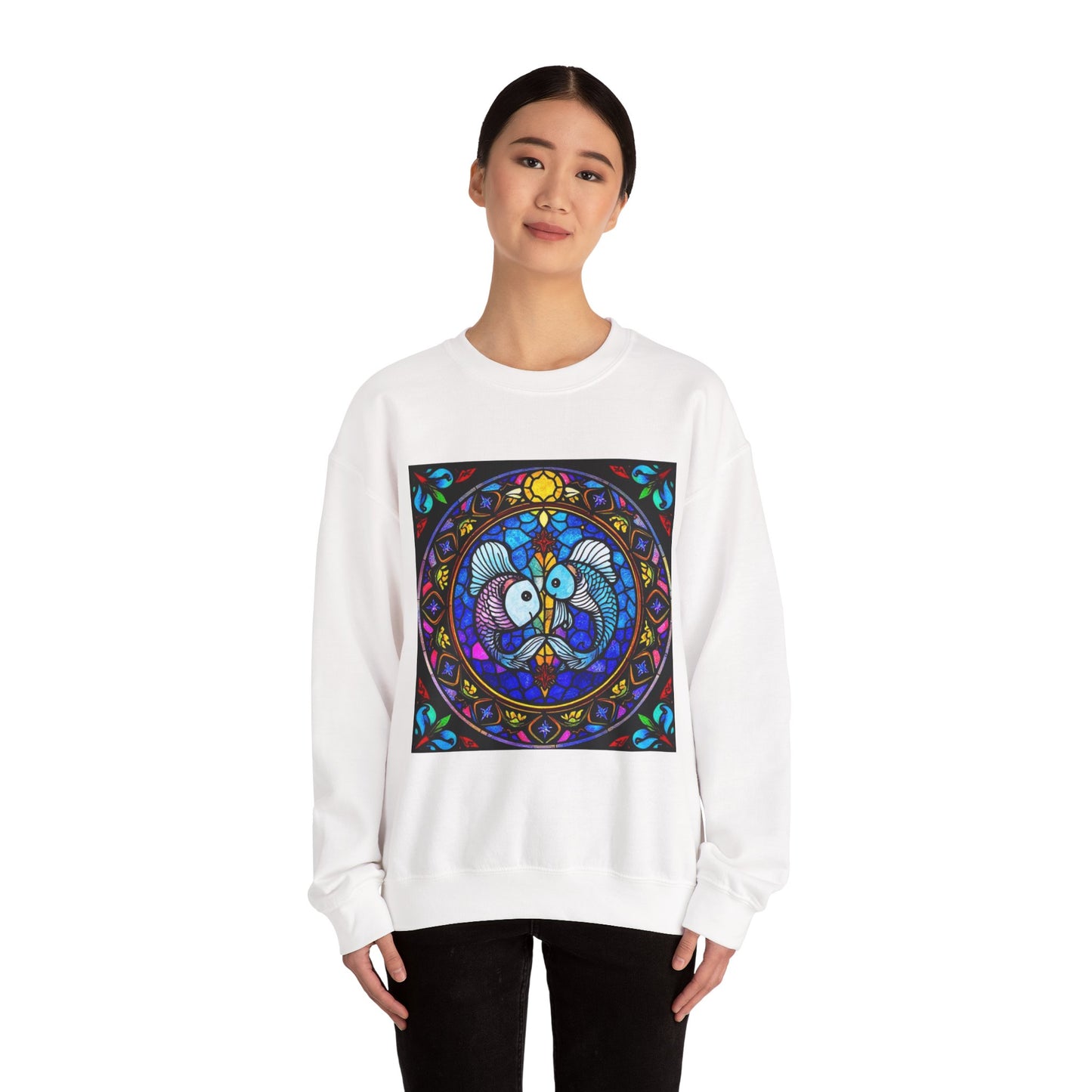 Unisex Heavy Blend™ Crewneck Sweatshirt, Glass, Pisces Zodiac Design