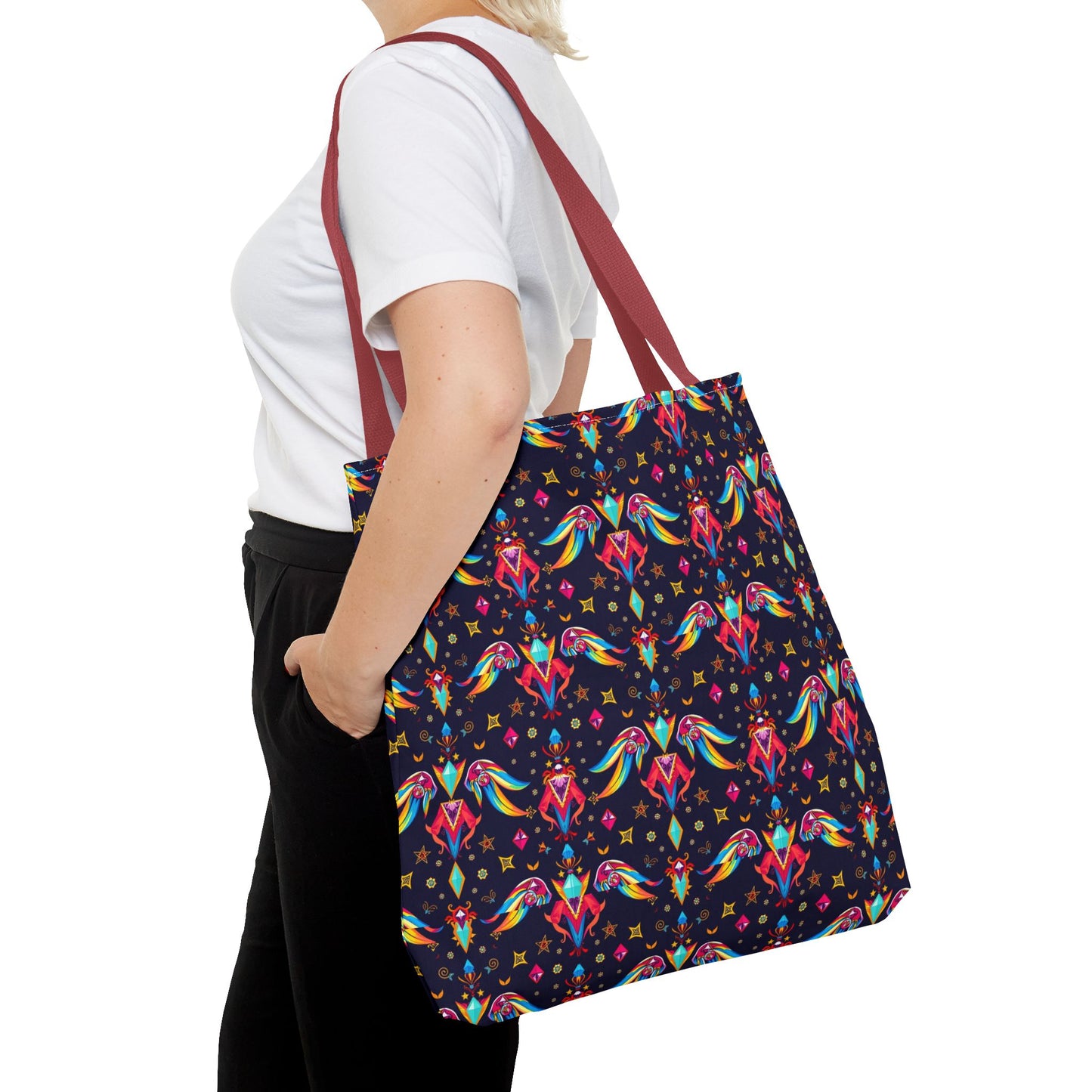 Tote Bag (AOP), Virgo, Zodiac v1, Jewel Pattern