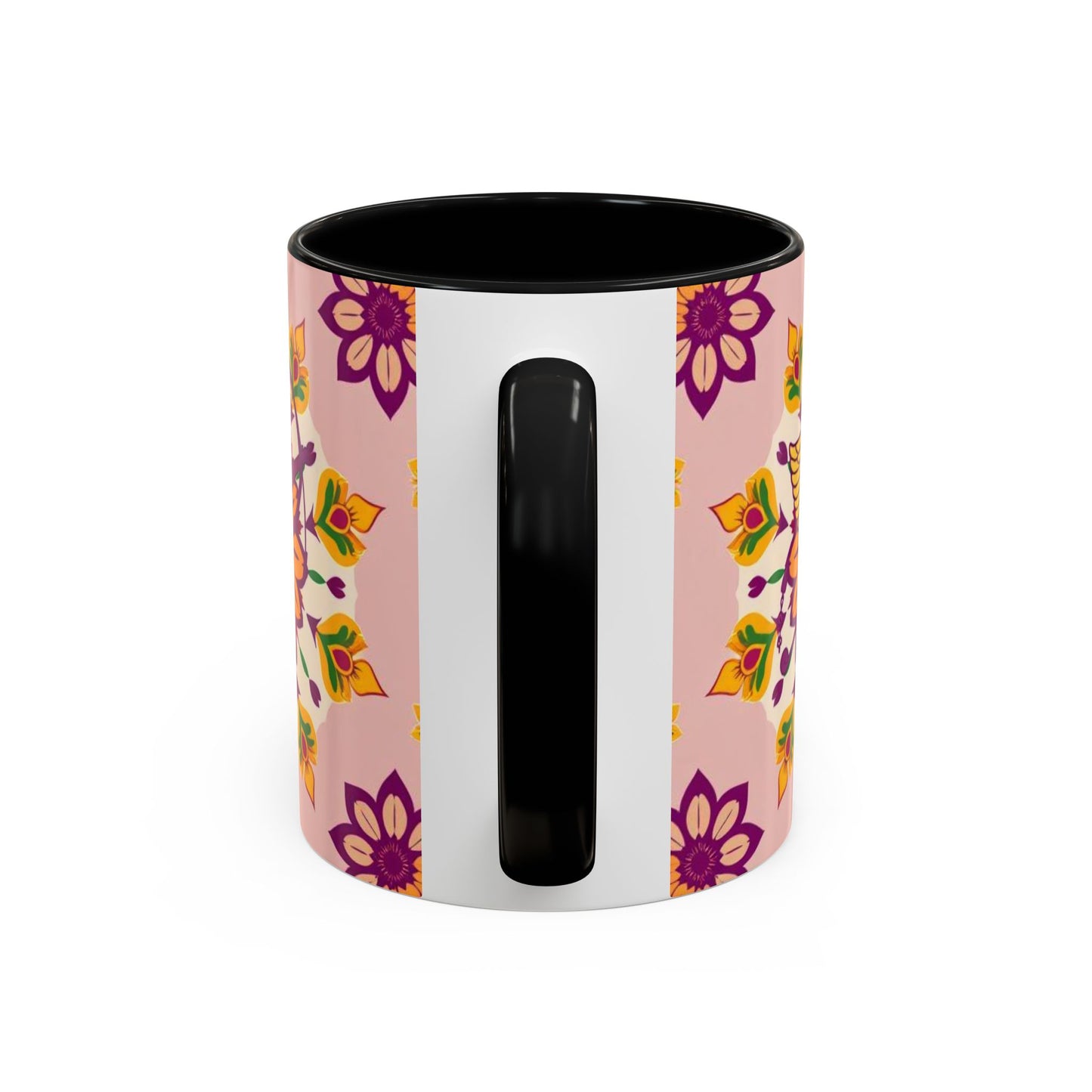Accent Coffee Mug, Sagittarius, Zodiac v4. Flower Pattern, (11, 15oz)