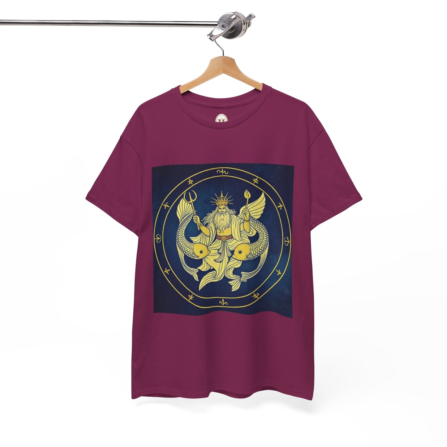 Unisex Heavy Cotton T-Shirt, King of Pisces, Zodiac Design