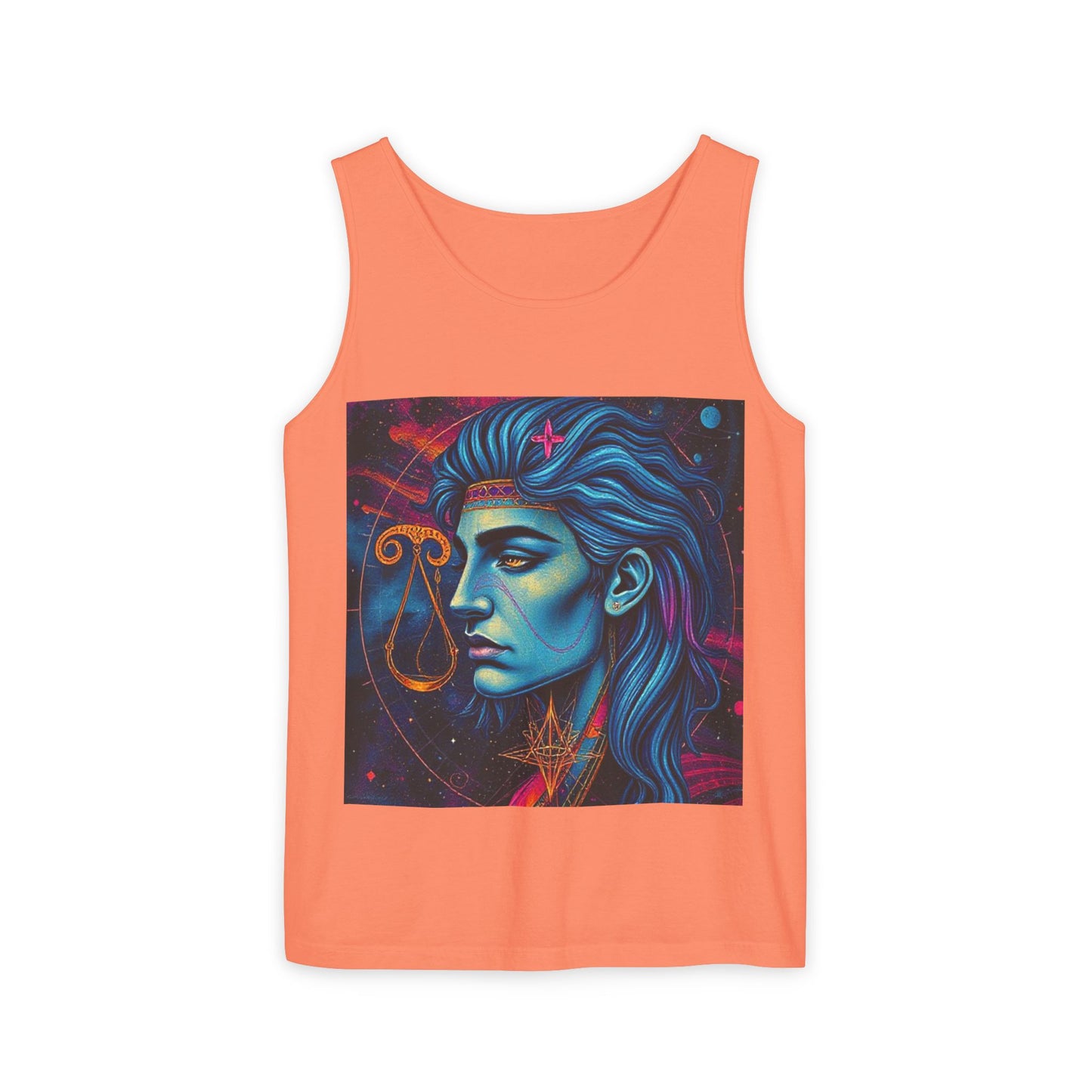 Unisex Garment-Dyed, Tank Top, Libra Design, Pop Art v1, 100% US cotton