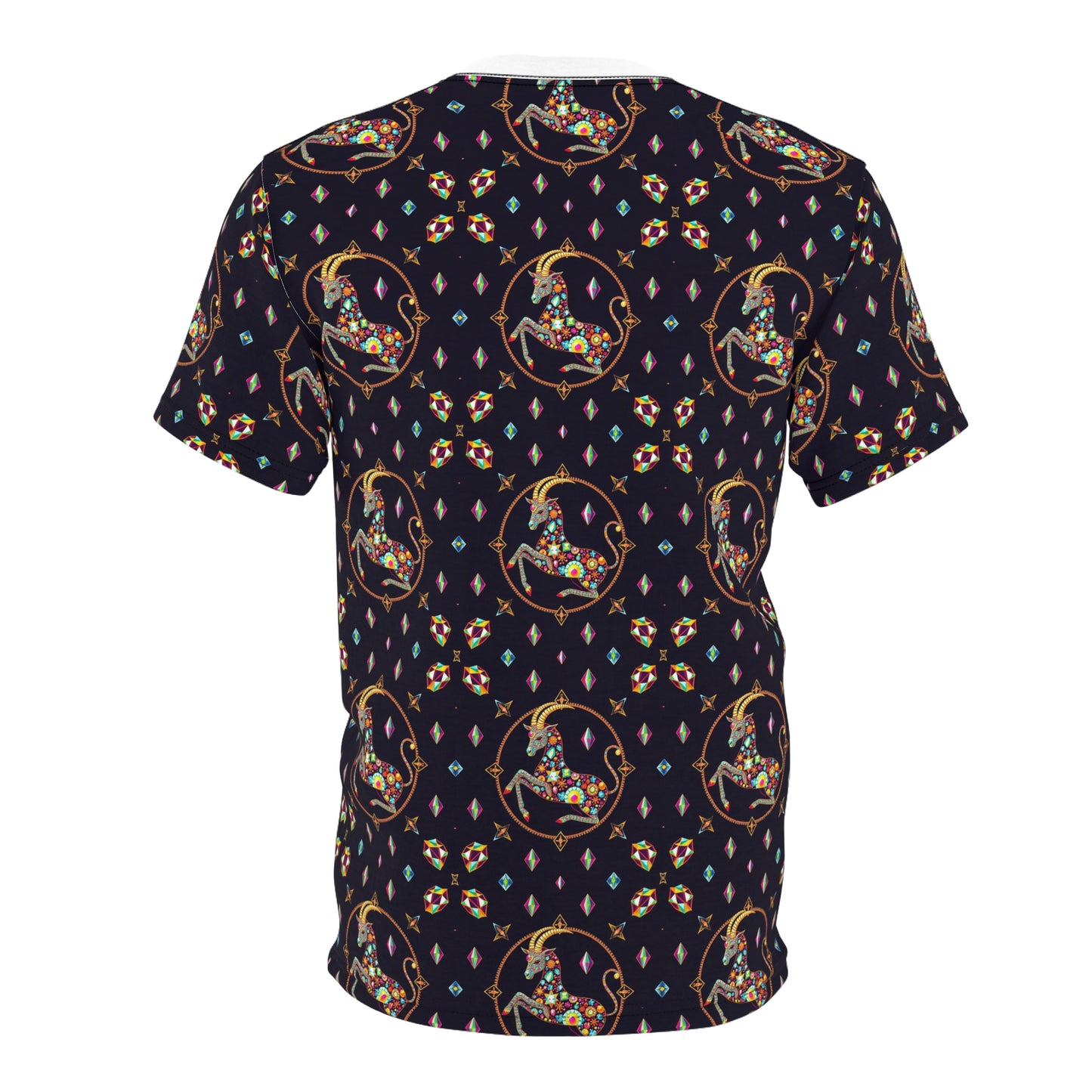 Unisex Cut & Sew T-Shirt, (AOP), Capricorn, Zodiac, Jewels Pattern