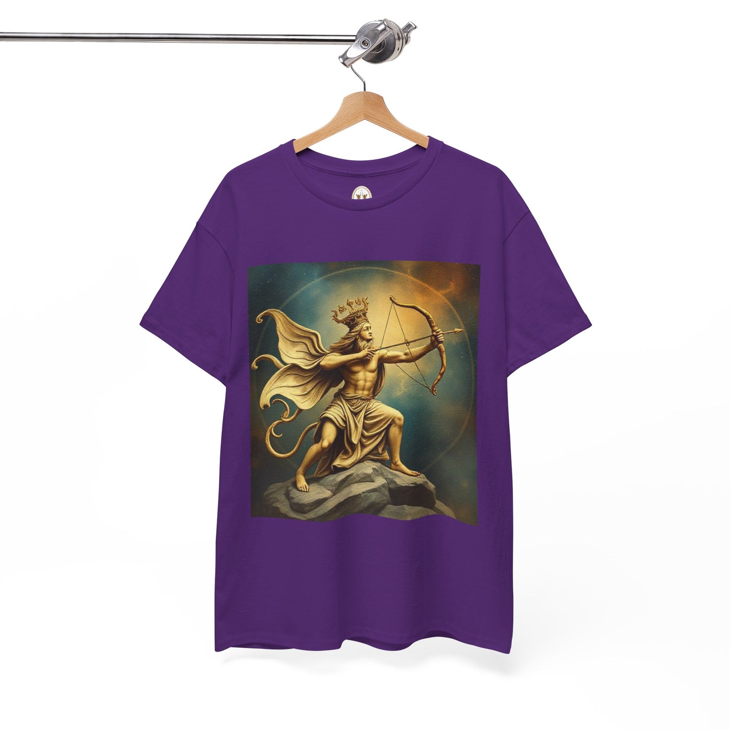 Unisex Heavy Cotton T-Shirt, Sagittarius King, Bow & Arrow v1, Zodiac Design