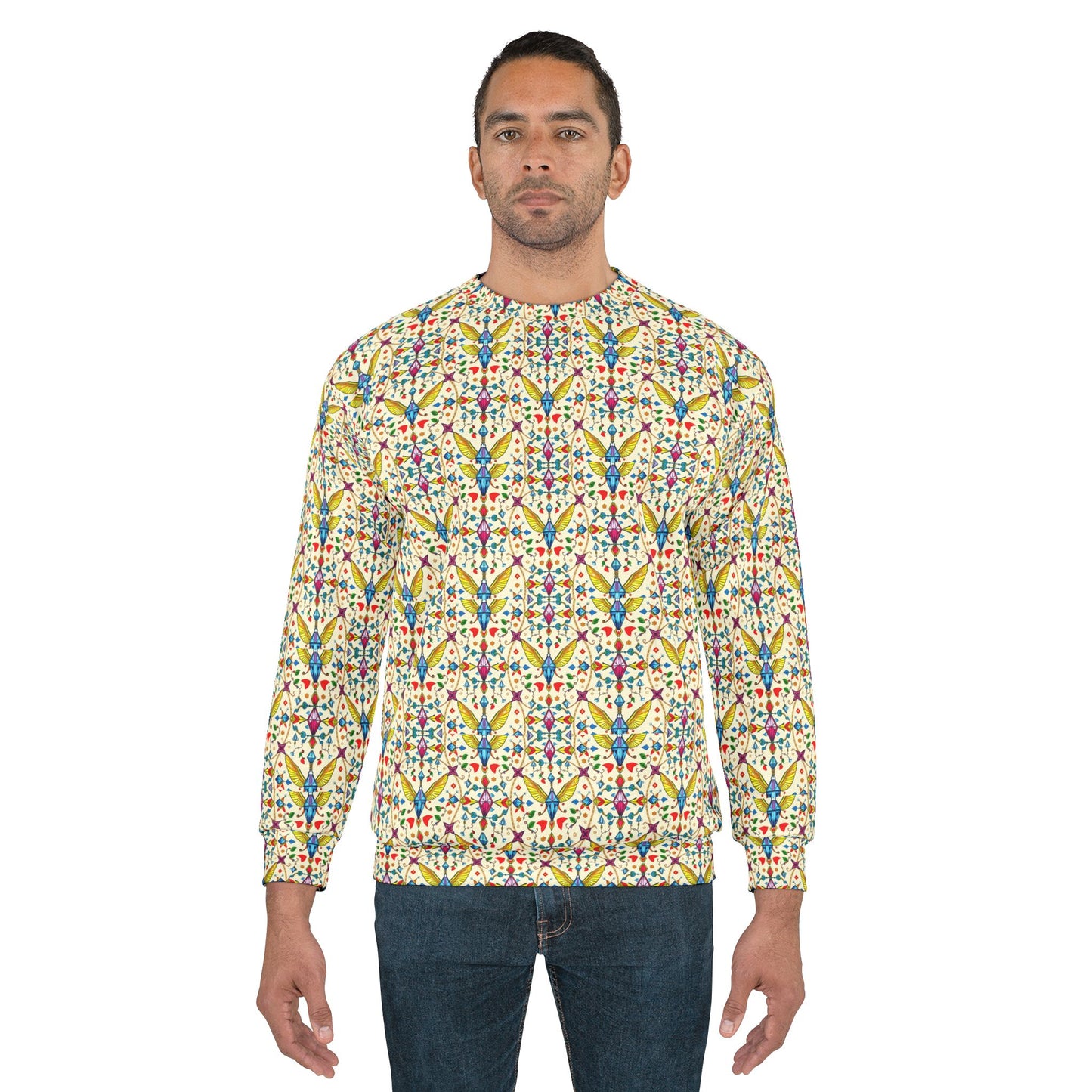 Unisex Sweatshirt (AOP), Sagittarius, Zodiac, Jewel Pattern