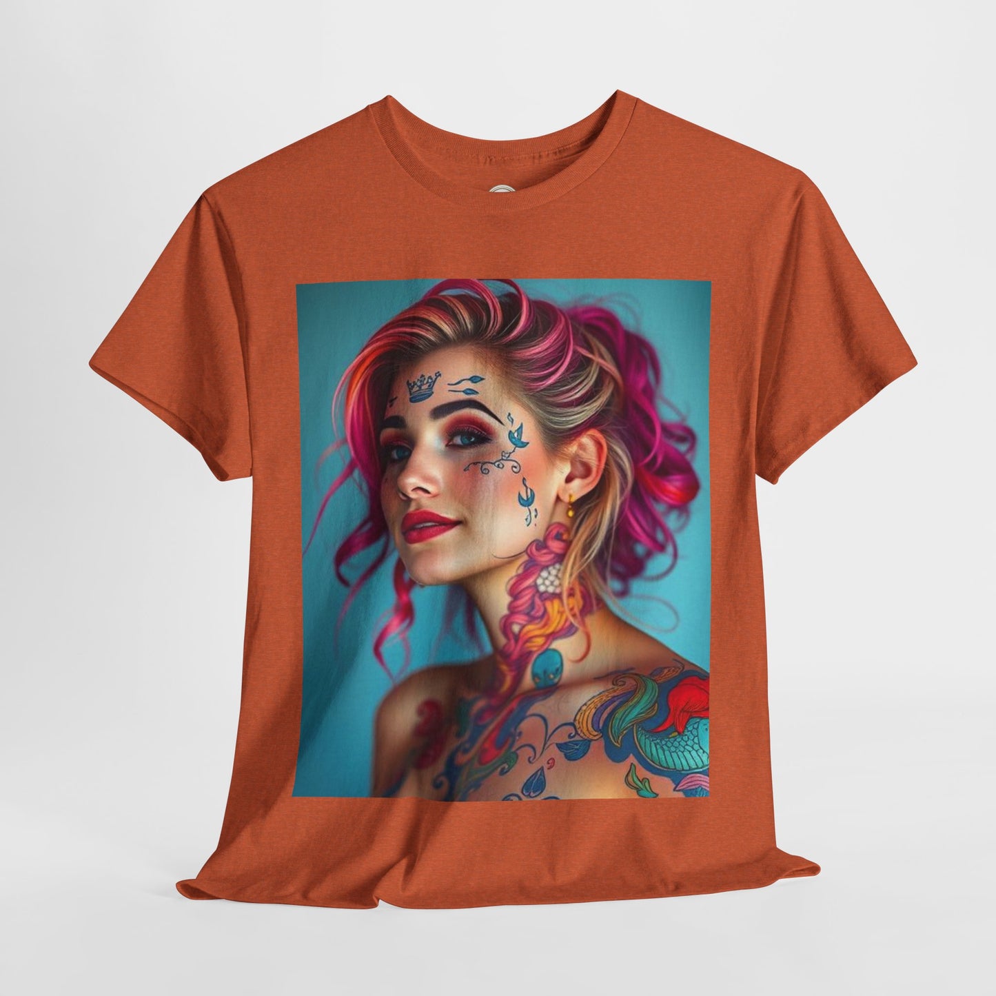 Unisex Heavy Cotton T-Shirt, Pisces, Zodiac v3, Sexy Art