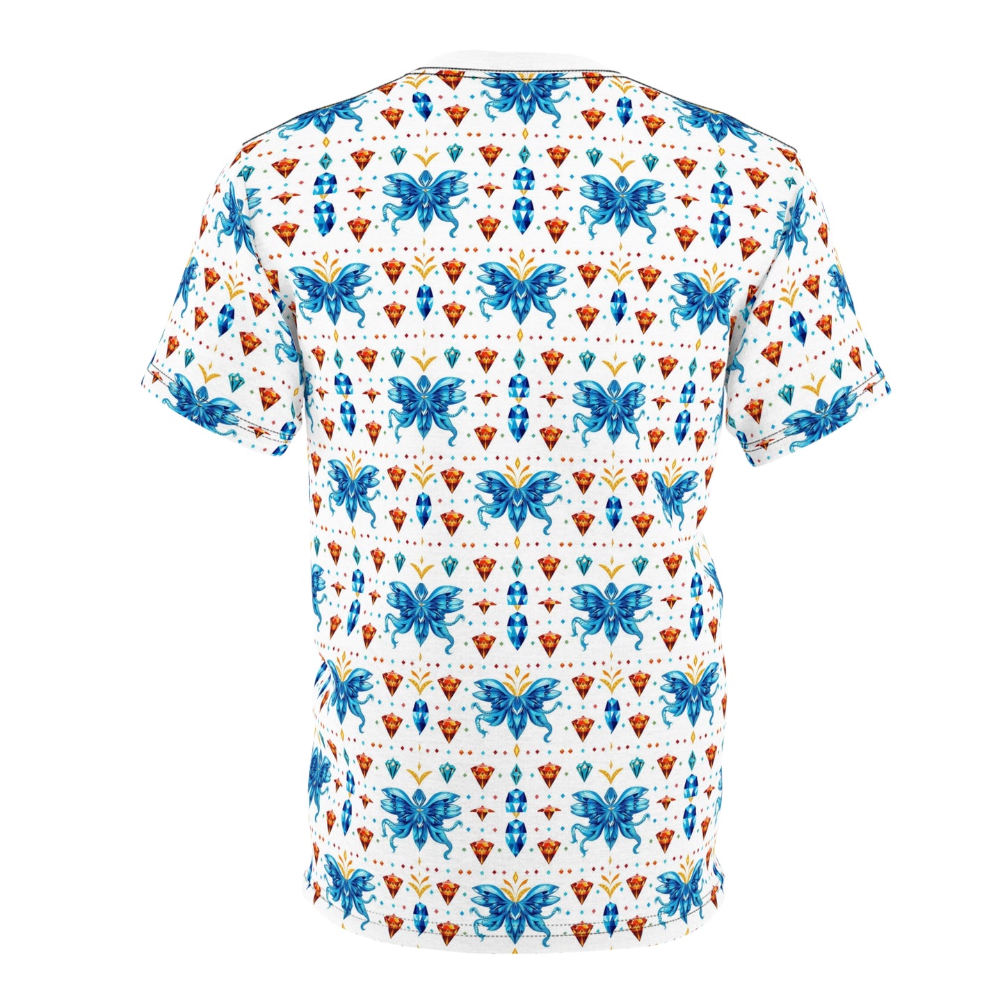 Unisex Cut & Sew T-Shirt, (AOP) Aquarius, Zodiac v3, Jewels Pattern