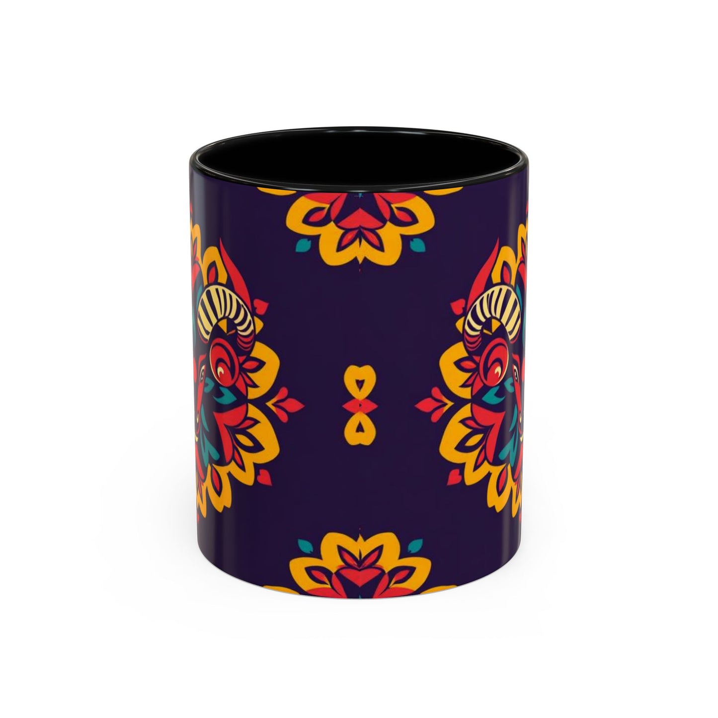 Accent Coffee Mug, Taurus, Zodiac v4. Flower Pattern, (11, 15oz)