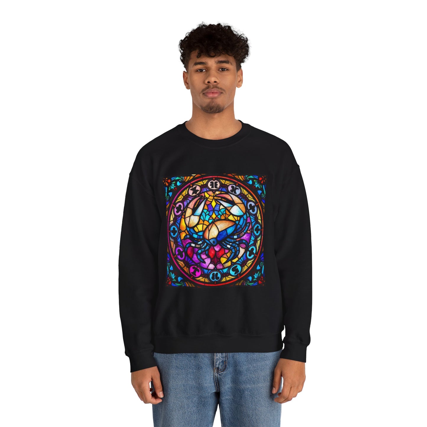 Unisex Heavy Blend™ Crewneck Sweatshirt, Glass, Cancer Zodiac Design