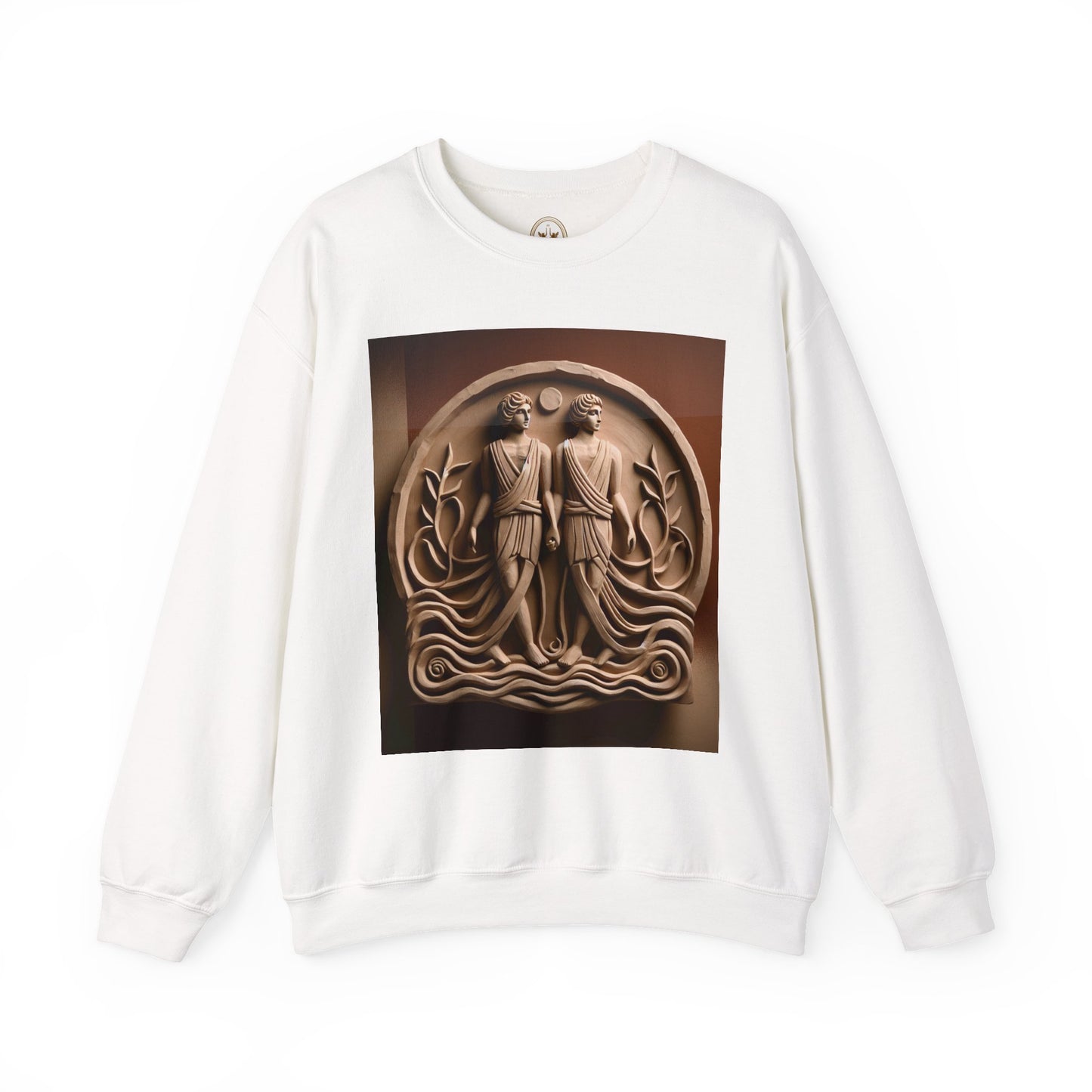 Unisex Heavy Blend™ Crewneck Sweatshirt, Stone Twins, Gemini Zodiac Design