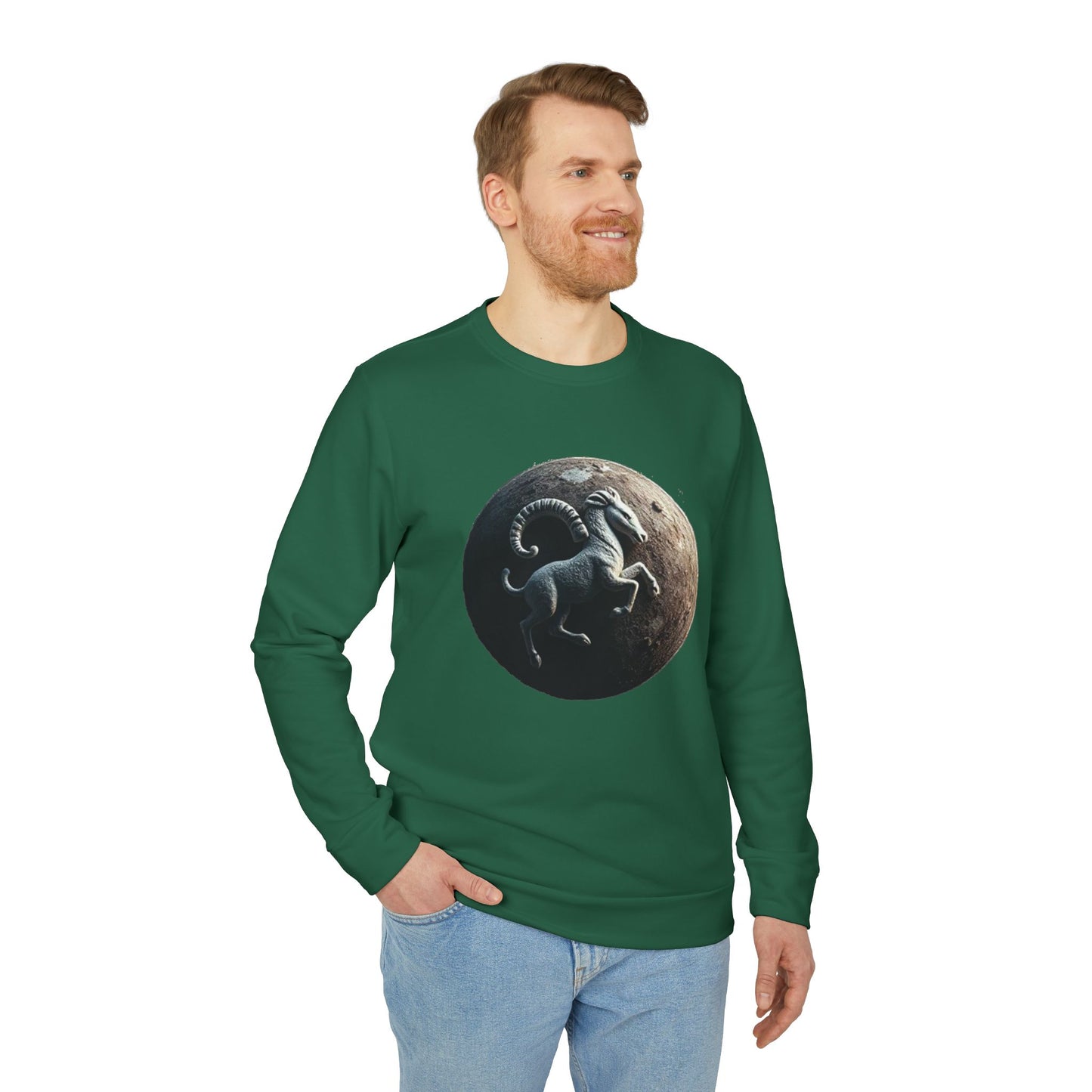 Adidas, Unisex Fleece Crewneck Sweatshirt, Aries, Planet Animal, Zodiac