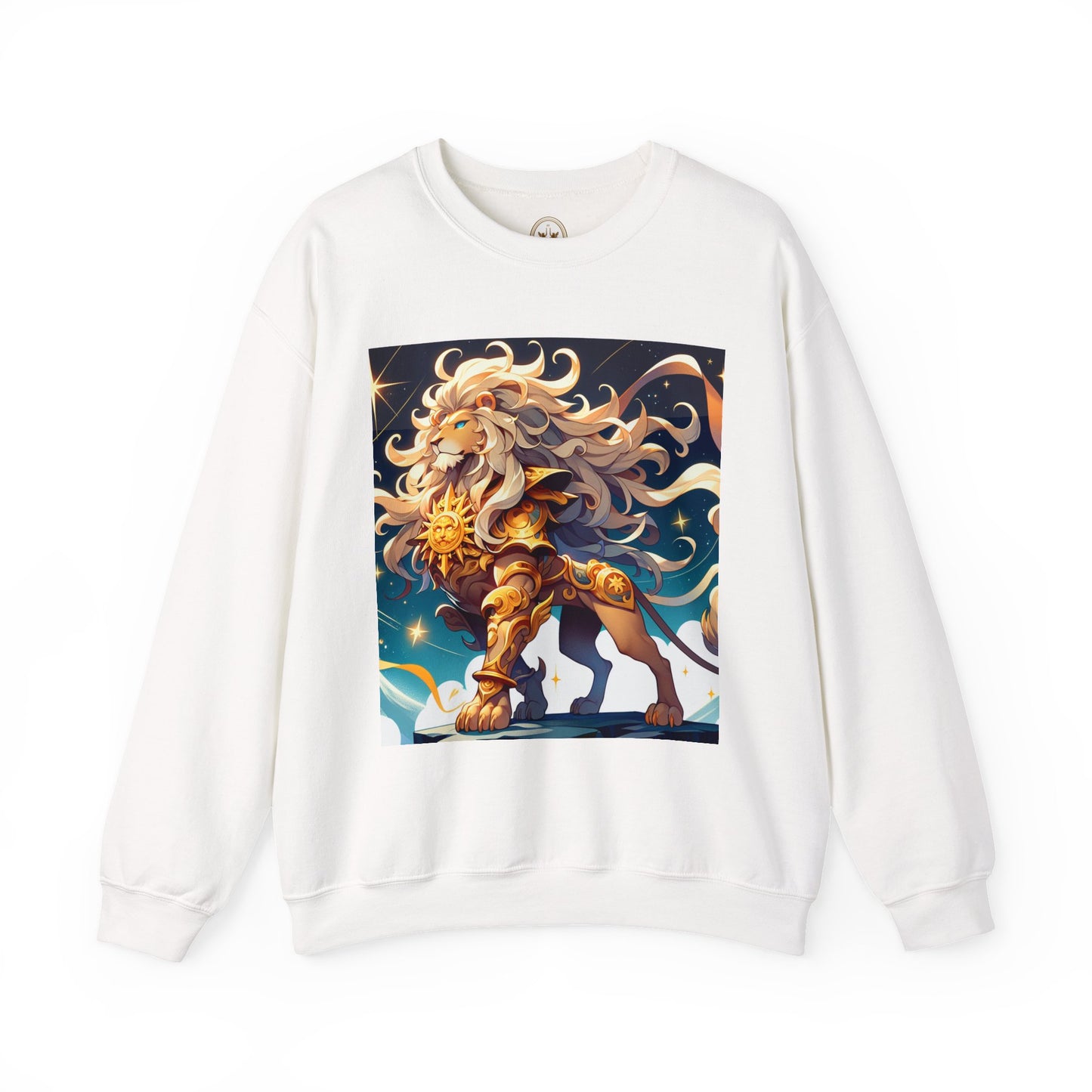 Unisex Heavy Blend™ Crewneck Sweatshirt,Cool Lion with White Hair, Leo Zodiac Design