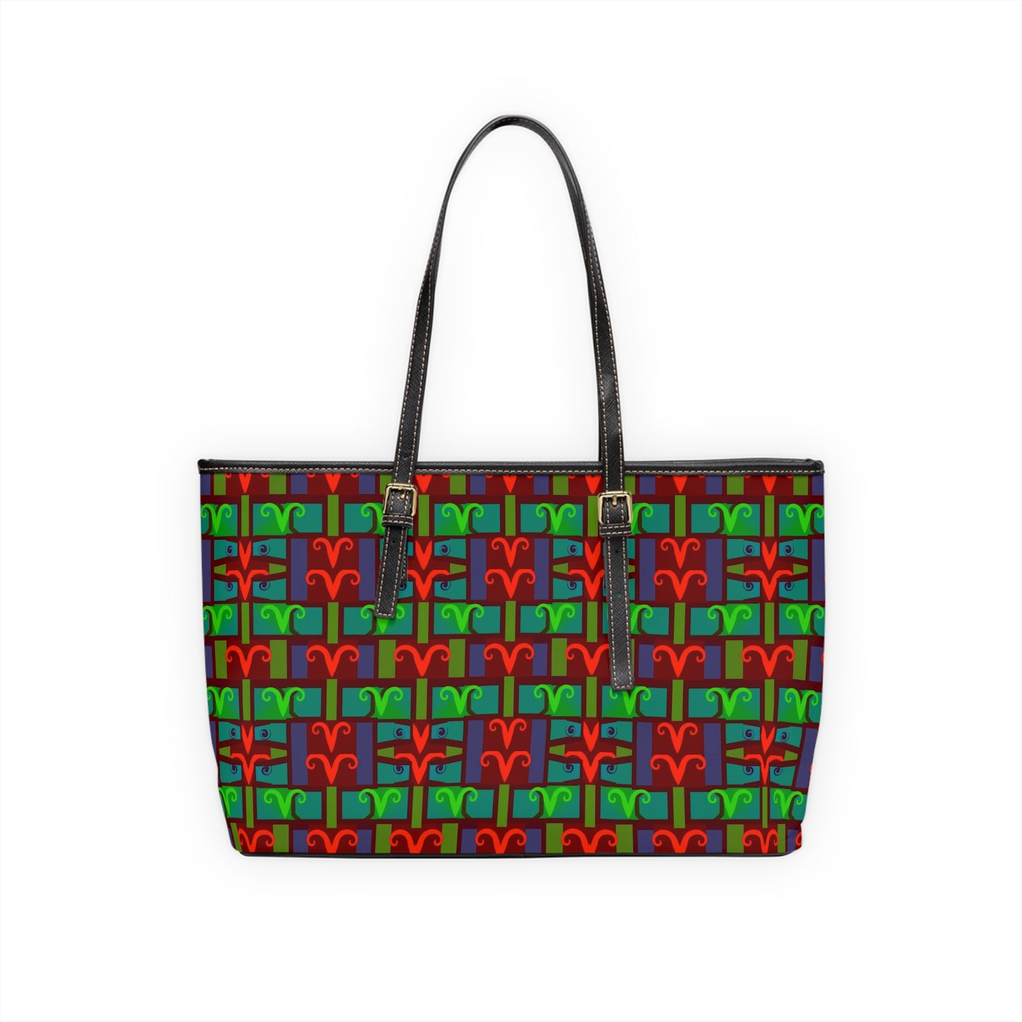 Leather Shoulder Bag, Aries, Zodiac v4, Shapes Pattern