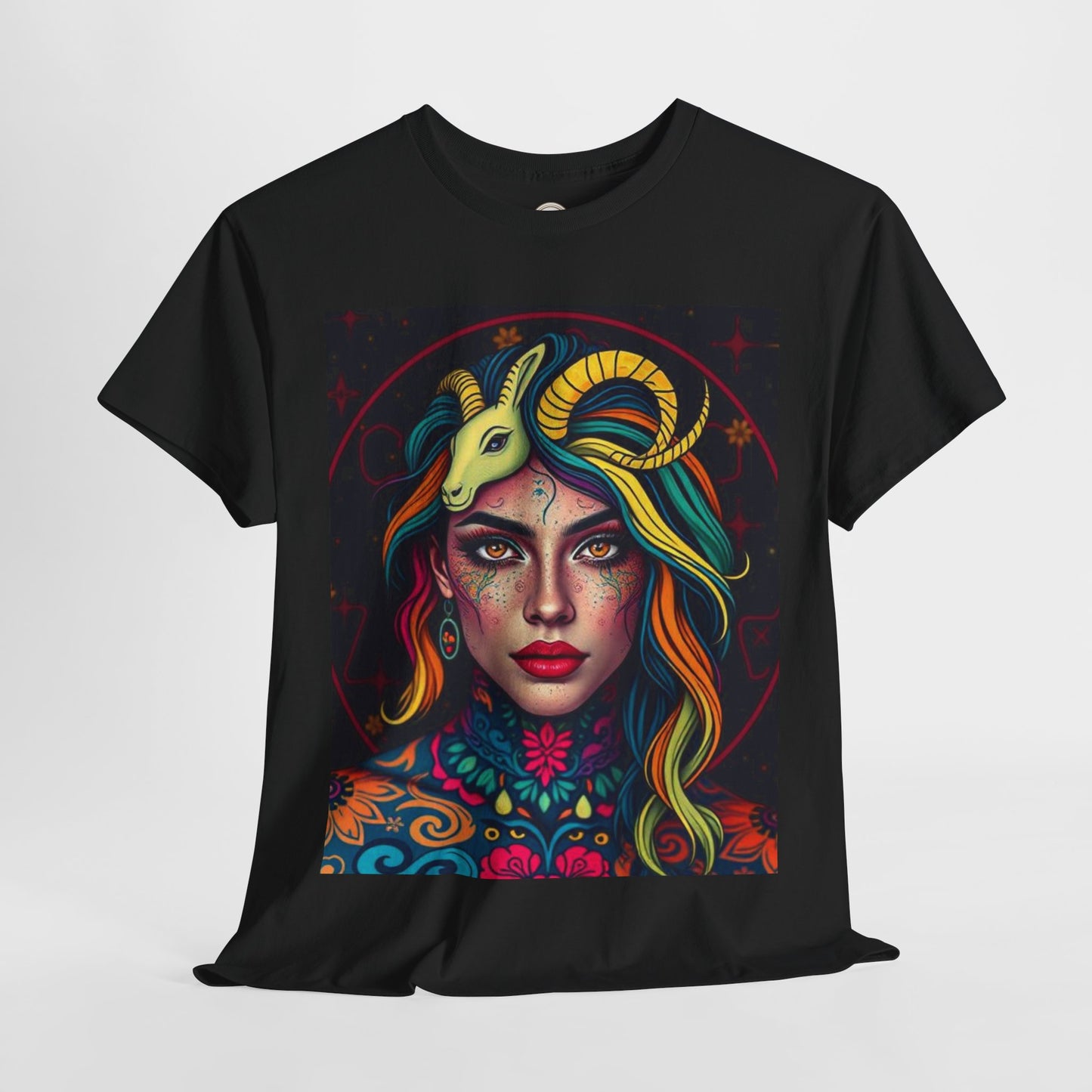 Unisex Heavy Cotton T-Shirt, Capricorn, Zodiac v2, Sexy Art