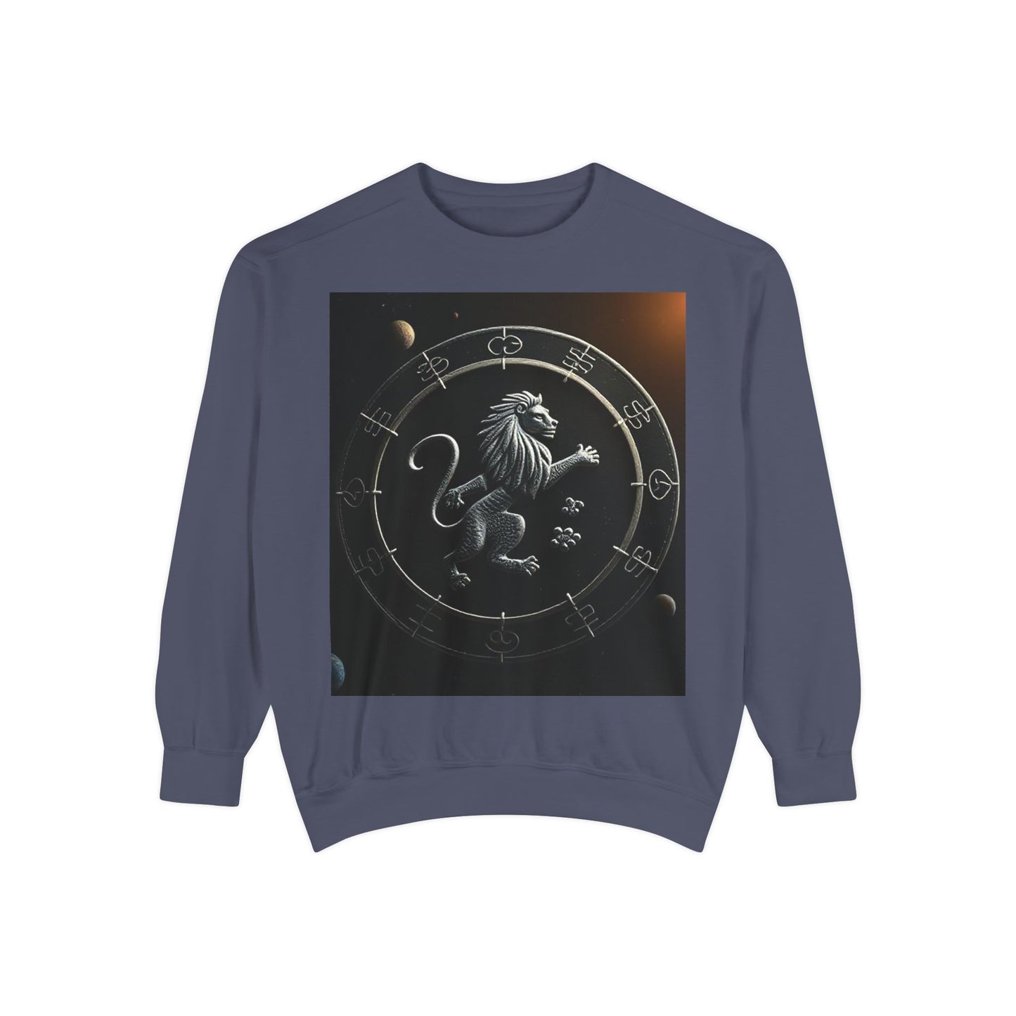 Garment-Dyed Sweatshirt, Unisex, Space Animal Design, Leo