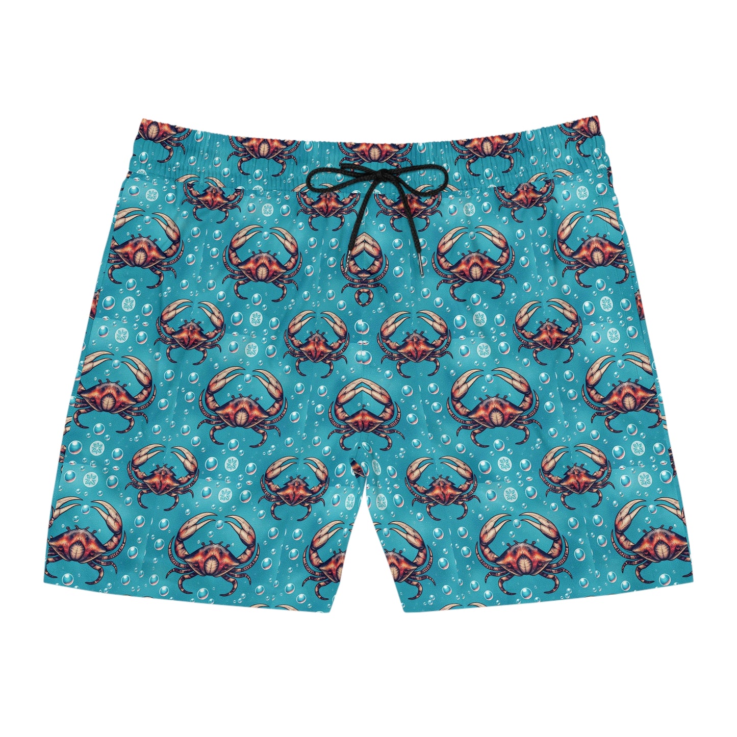 Men's Mid-Length Swim Shorts, (AOP), Cancer, Zodiac v2, Bubble Pattern