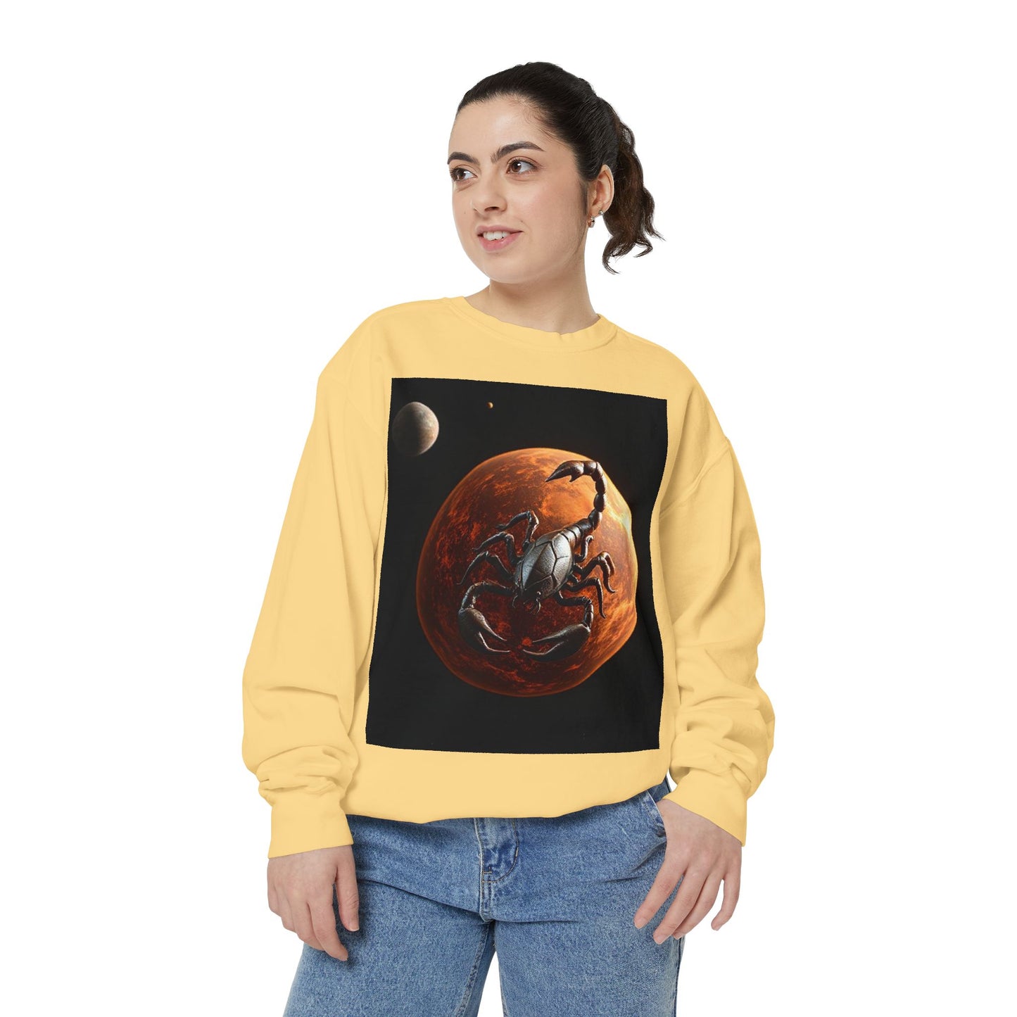 Garment-Dyed Sweatshirt, Unisex, Space Animal Design, Scorpio