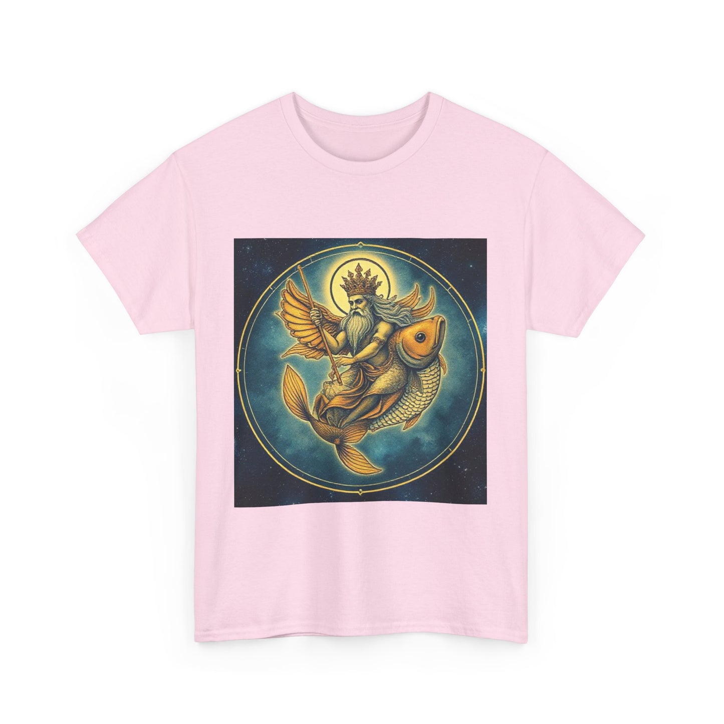 Unisex Heavy Cotton T-Shirt, Pisces King. Zodiac Design