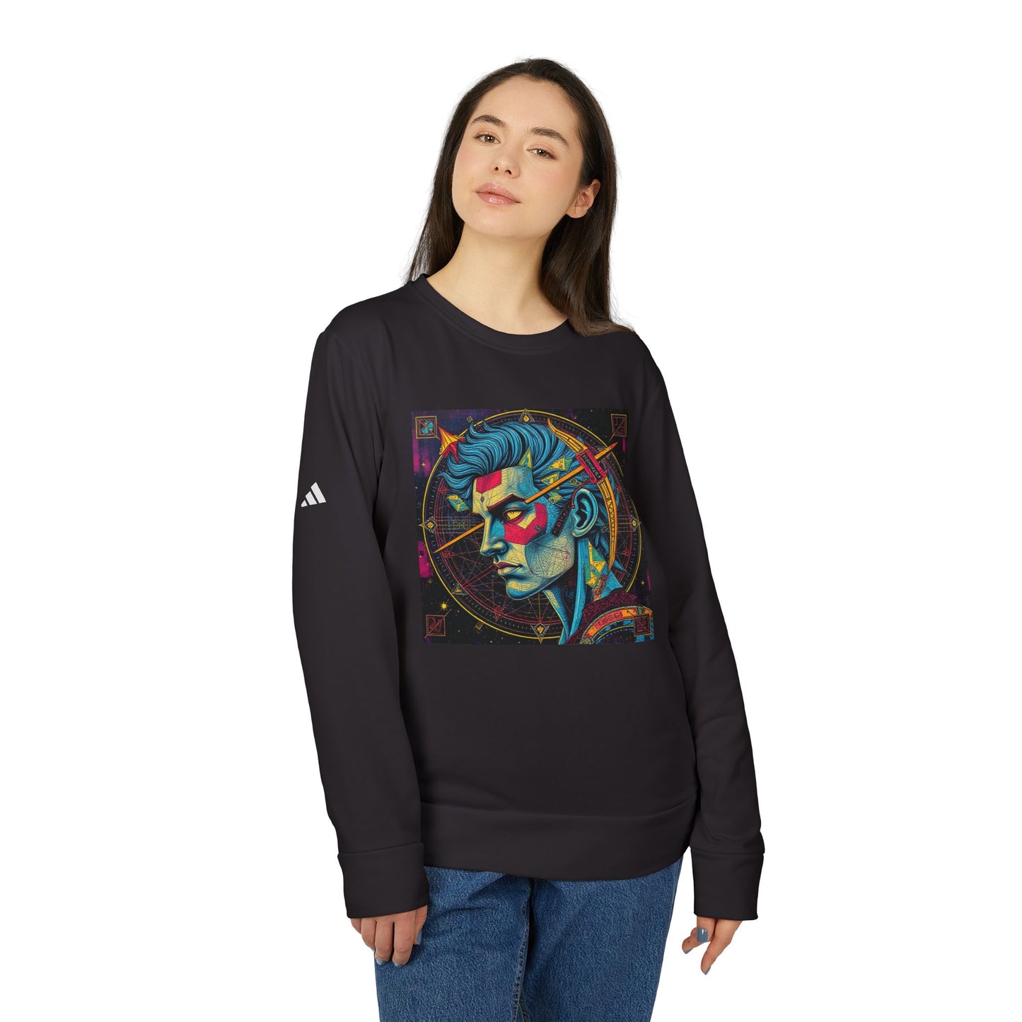 Adidas, Unisex Fleece Crewneck Sweatshirt, Sagittarius, Pop Art, Zodiac