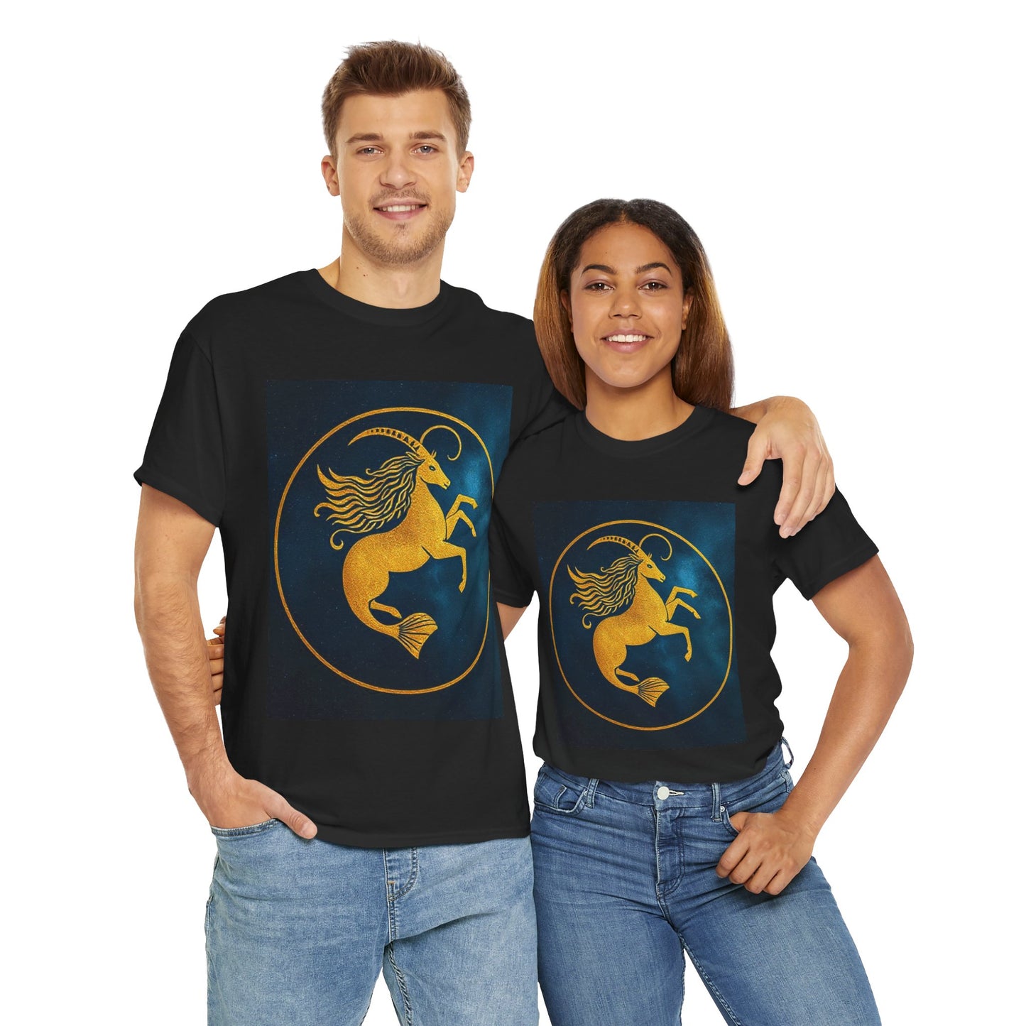 Unisex Heavy Cotton T-Shirt, Capricorn Animal v4, Symbol, Zodiac Design
