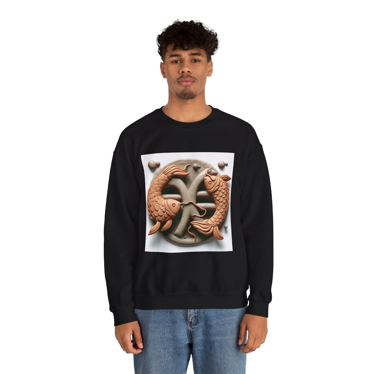 Unisex Heavy Blend™ Crewneck Sweatshirt,Two Fishes Pisces Zodiac Design