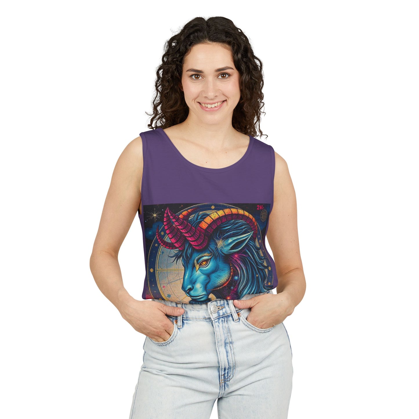 Unisex Garment-Dyed, Tank Top, Capricorn, Pop Art, 100% US cotton