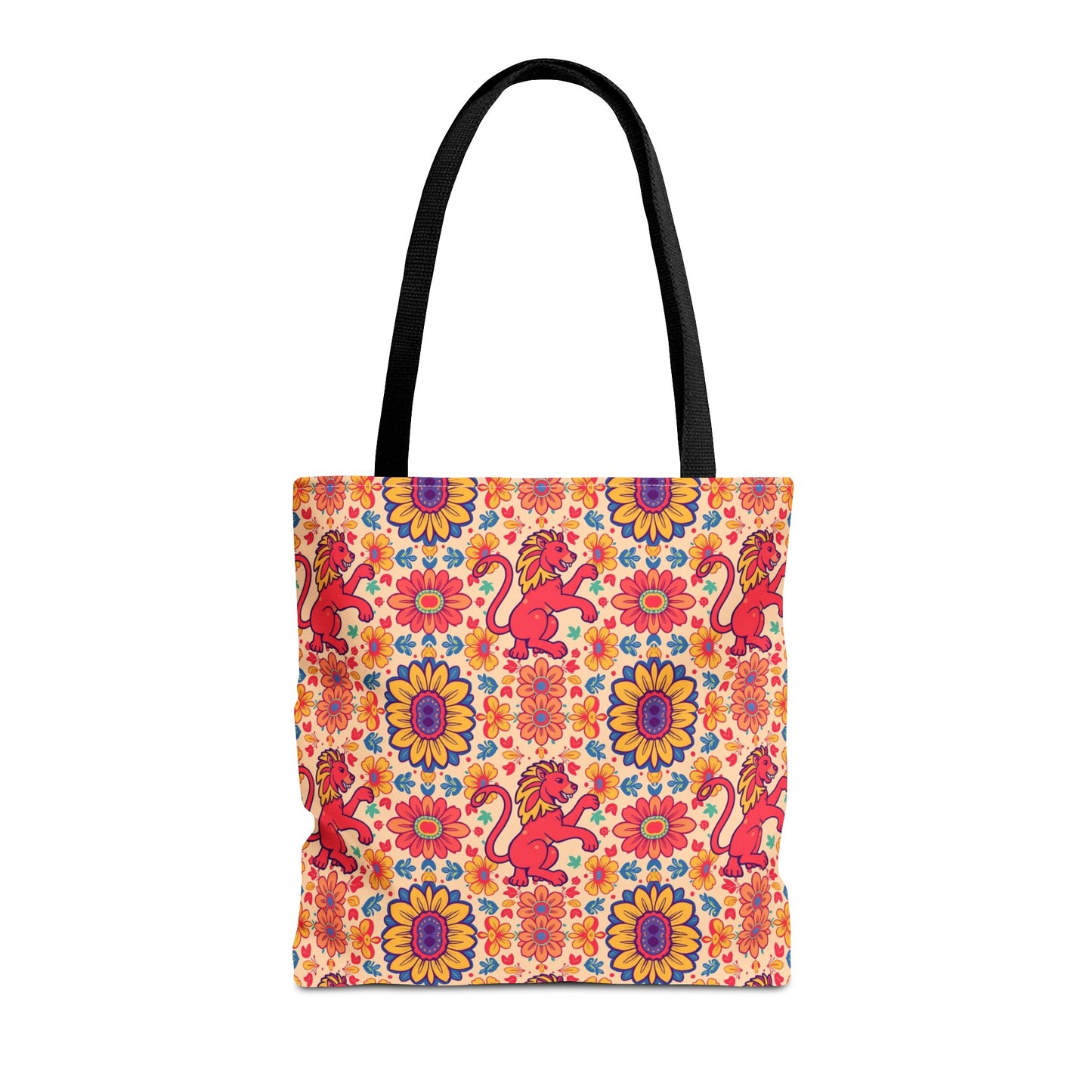 Tote Bag (AOP), Leo, Zodiac v2, Flower Pattern
