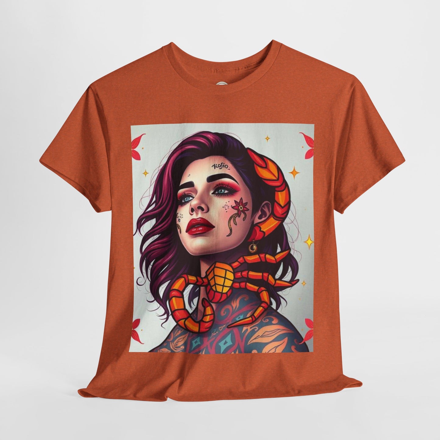 Unisex Heavy Cotton T-Shirt, Scorpio, Zodiac v3, Sexy Art