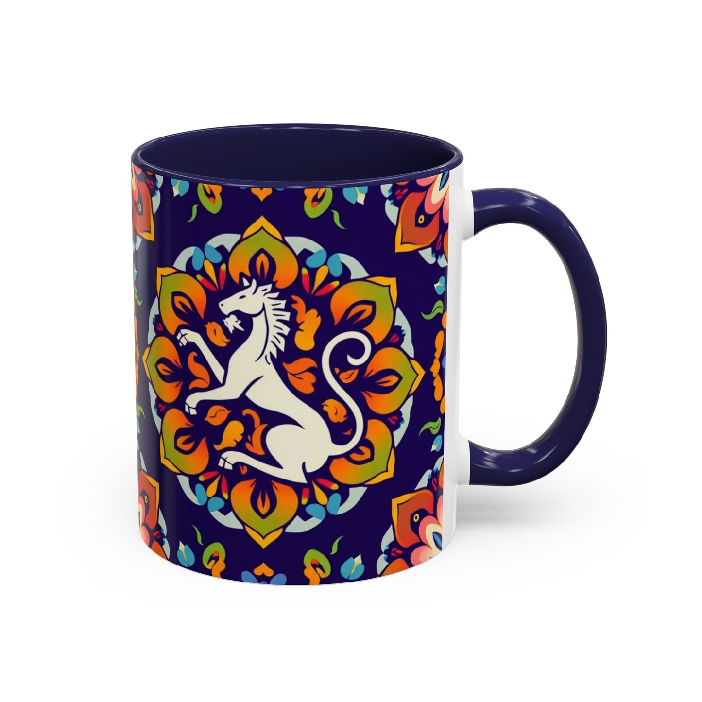 Accent Coffee Mug, Virgo, Zodiac v4. Flower Pattern, (11, 15oz)