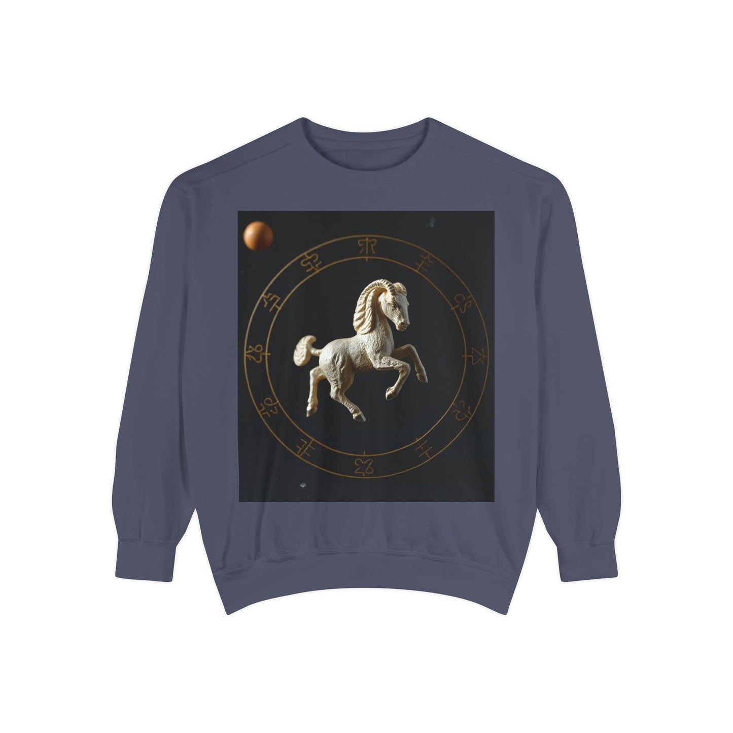 Garment-Dyed Sweatshirt, Unisex, Space Animal Design, Capricorn