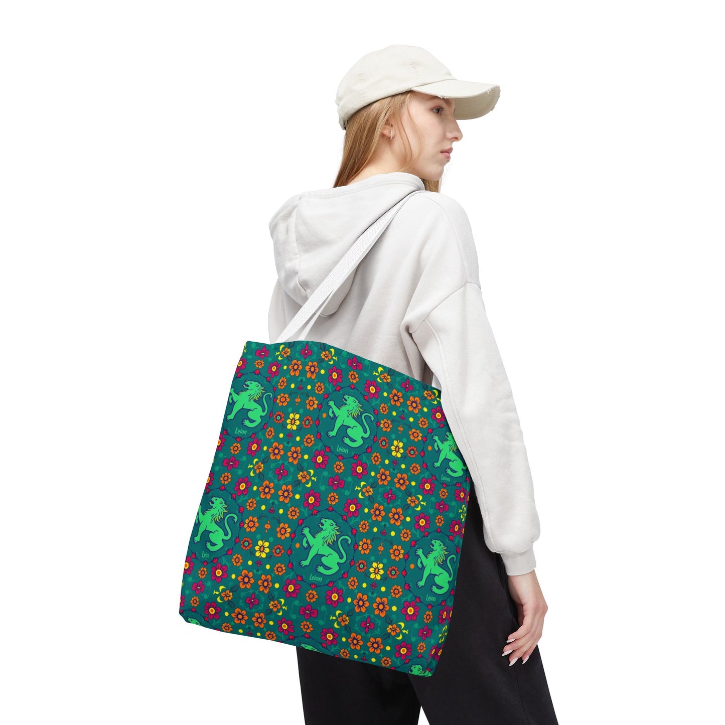 Tote Bag (AOP), Leo, Zodiac v1, Flower Pattern