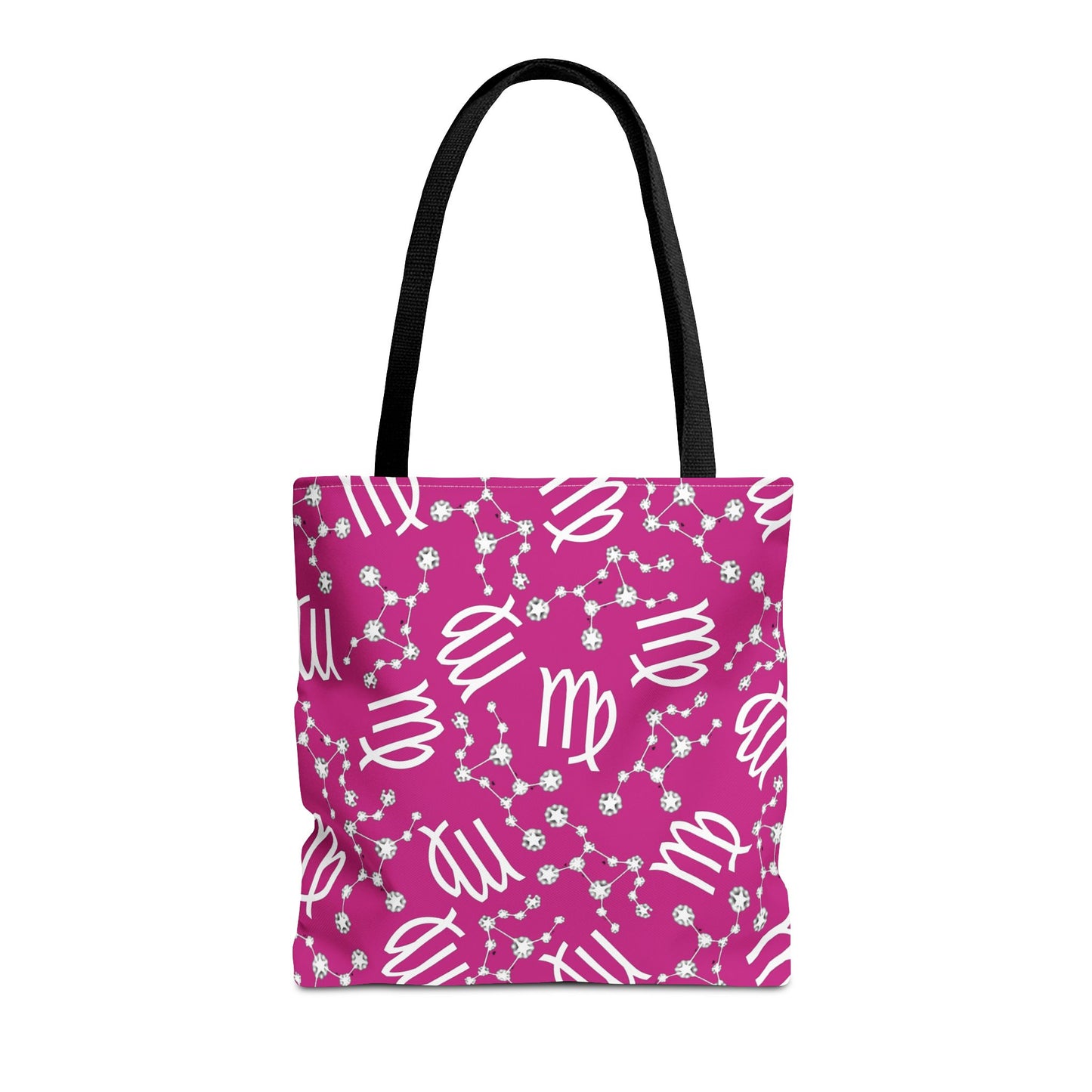 Tote Bag, Virgo Zodiac Sign, AOP, (Pink, White)