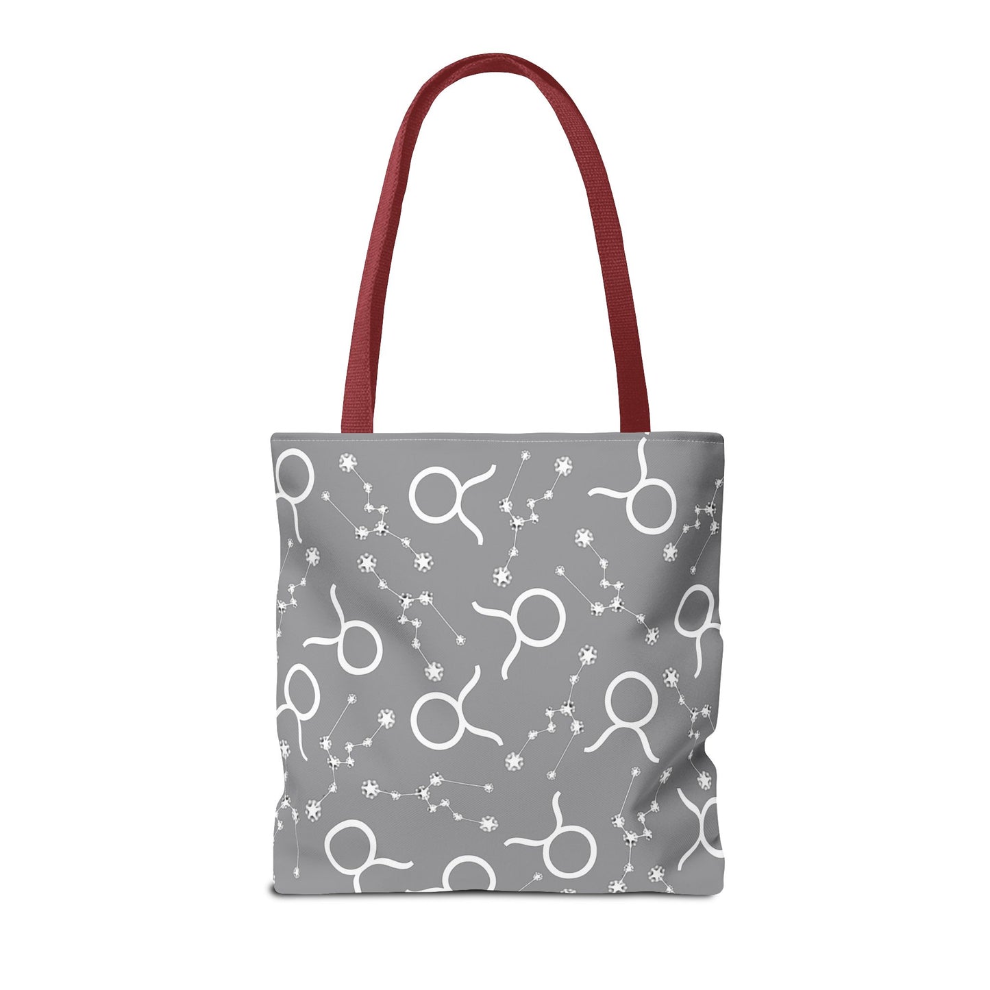Tote Bag, Taurus Zodiac Sign, AOP, (Grey, White)