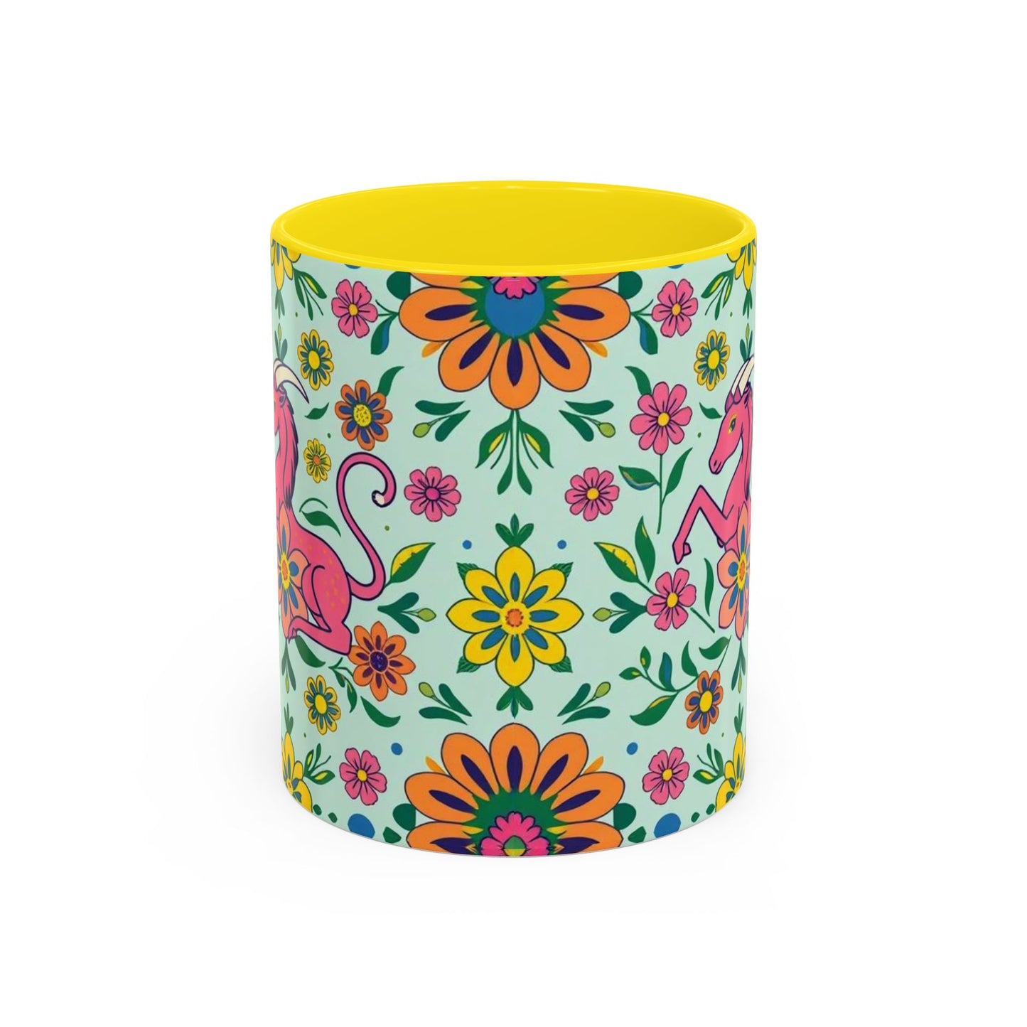 Accent Coffee Mug, Aquarius, Zodiac, Flower Pattern, (11, 15oz)