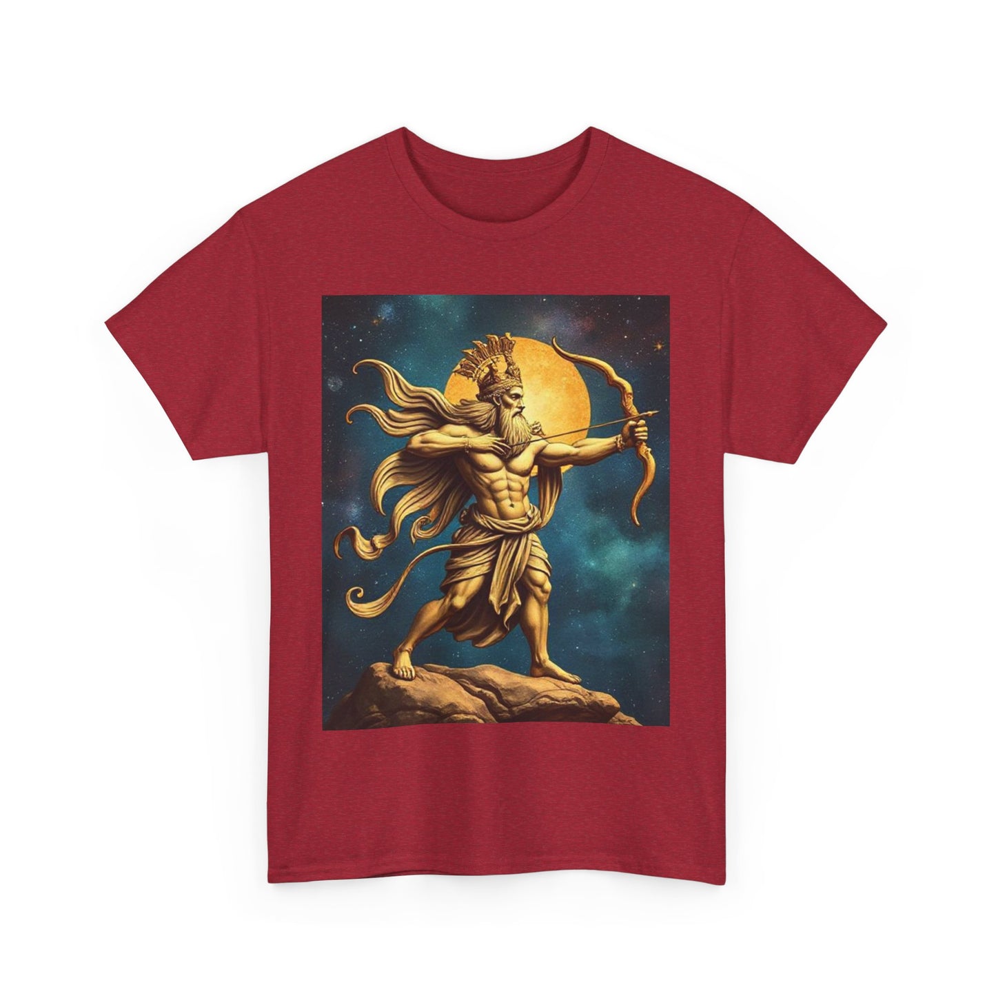 Unisex Heavy Cotton T-Shirt, Midnight Arrow v1, Sagittarius Zodiac Design