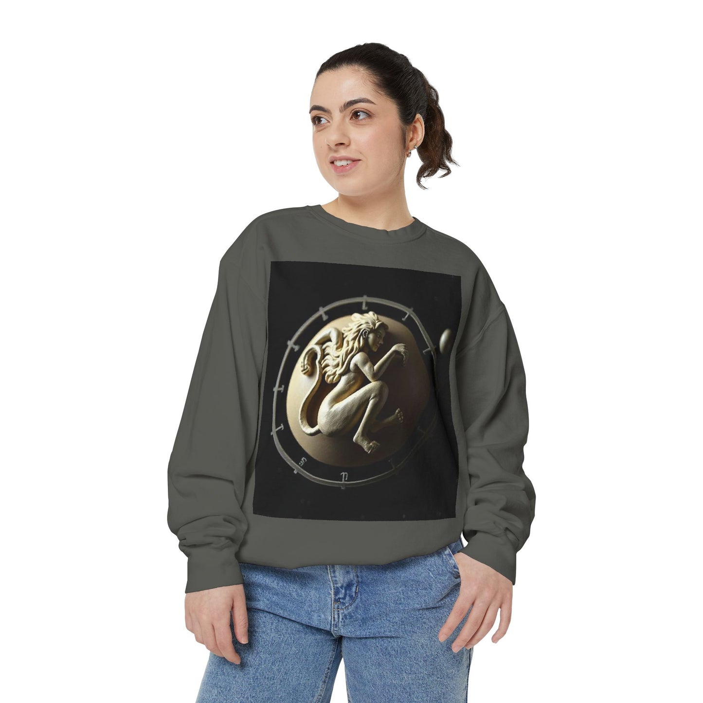 Garment-Dyed Sweatshirt, Unisex, Space Symbol Design, Virgo