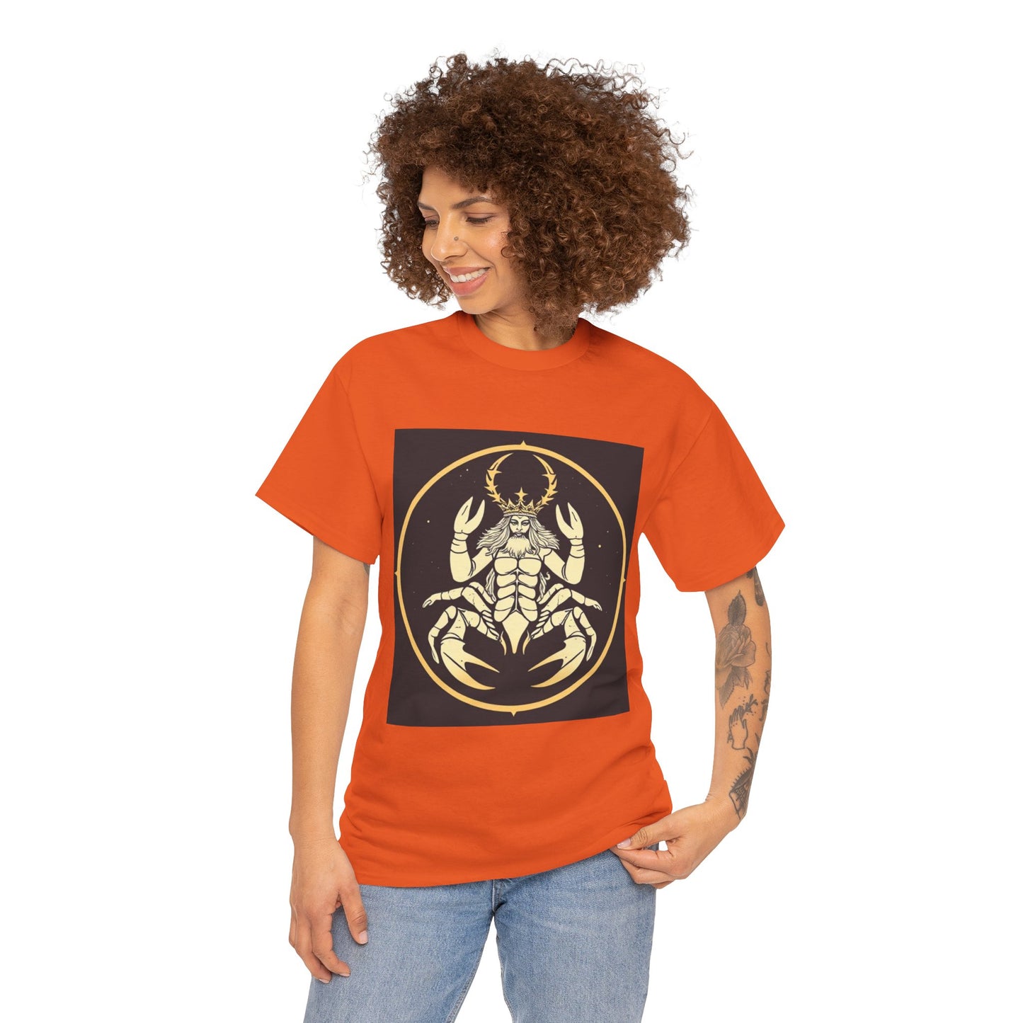 Unisex Heavy Cotton T-Shirt, Scorpio King, Print Art, Zodiac Design