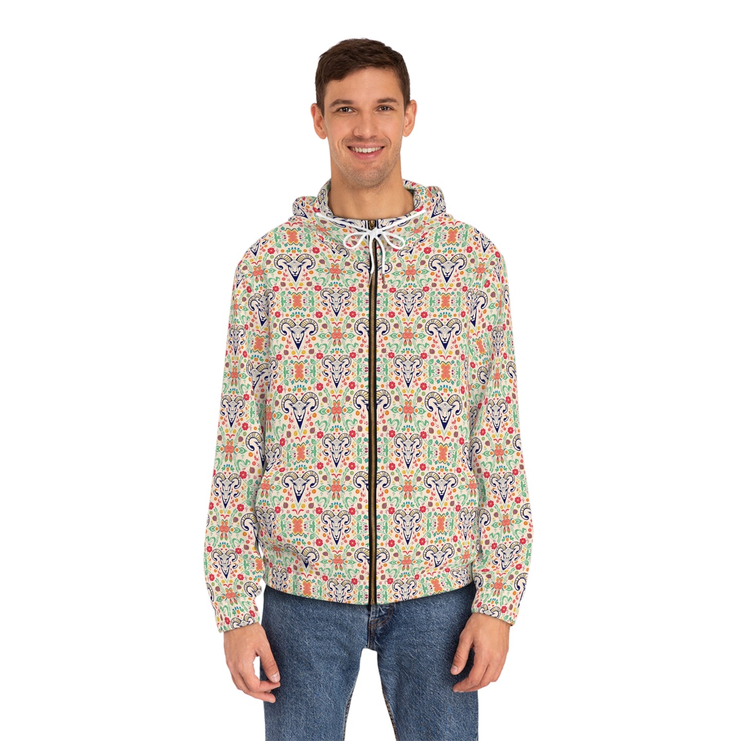Full-Zip Hoodie (AOP), Aries, Zodiac v4, Pattern