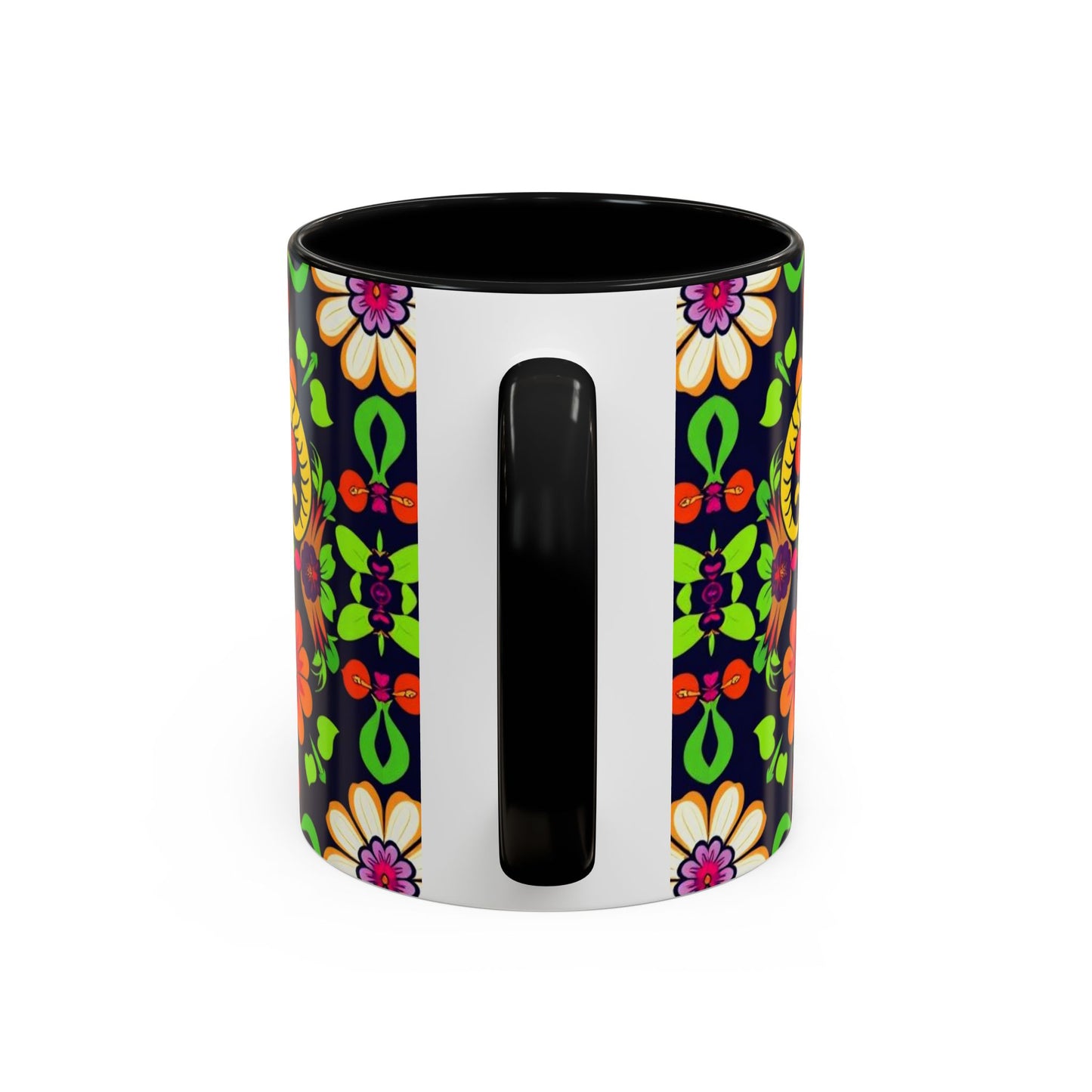 Accent Coffee Mug, Aries, Zodiac v2, Flower Pattern, (11, 15oz)