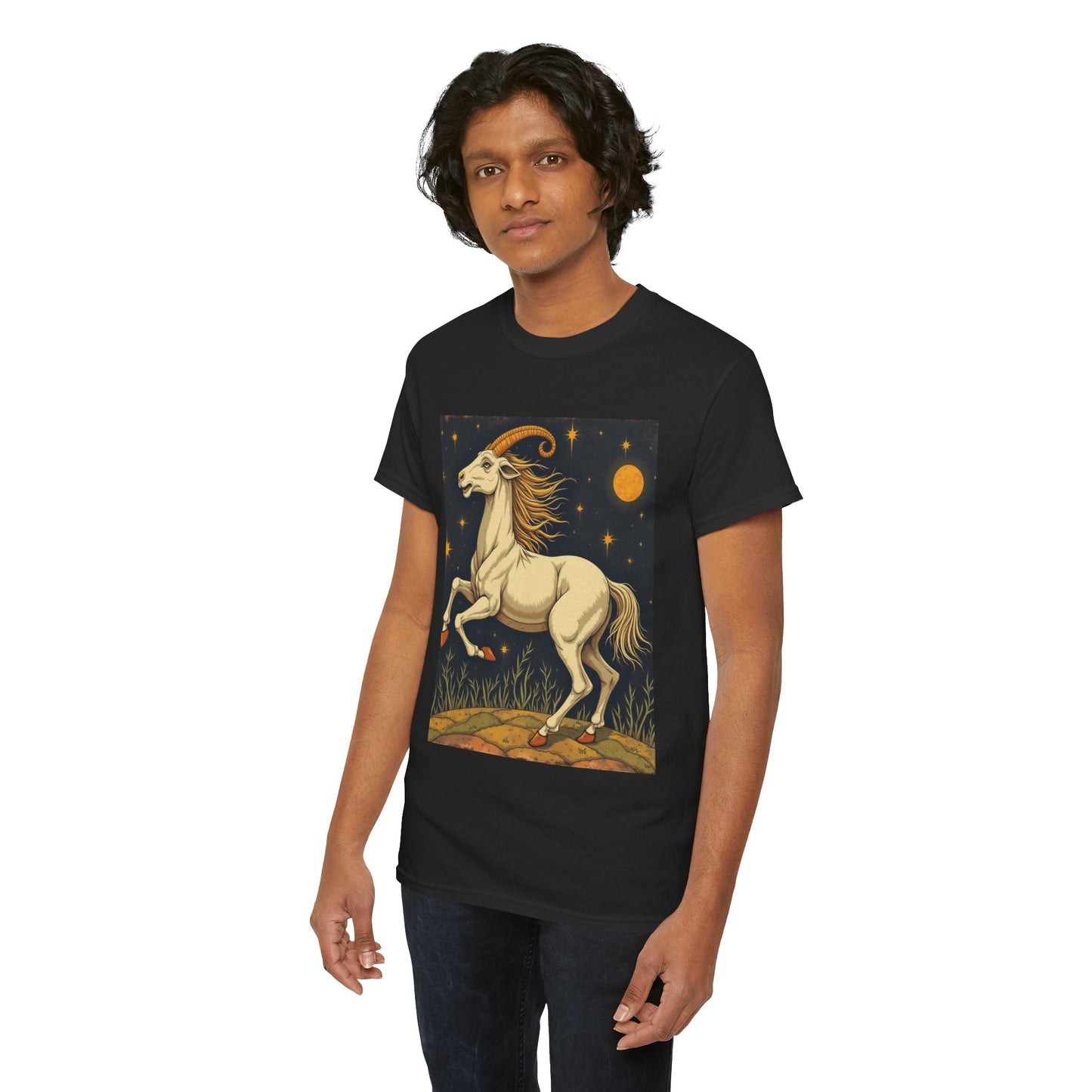 Unisex Heavy Cotton T-Shirt, Aries Animal, Zodiac Design