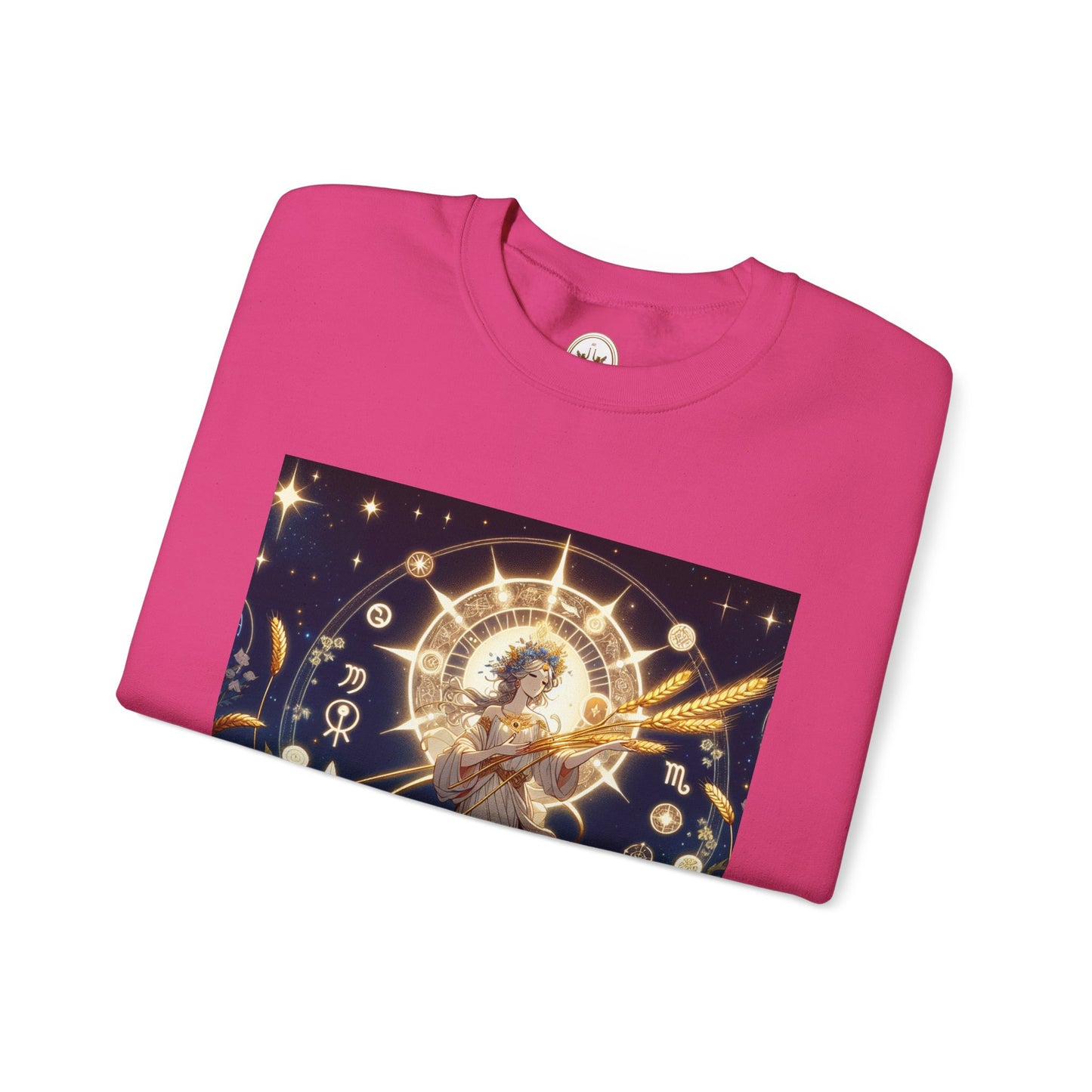 Unisex Heavy Blend™ Crewneck Sweatshirt, anime girl in wheat field, Virgo Zodiac Design