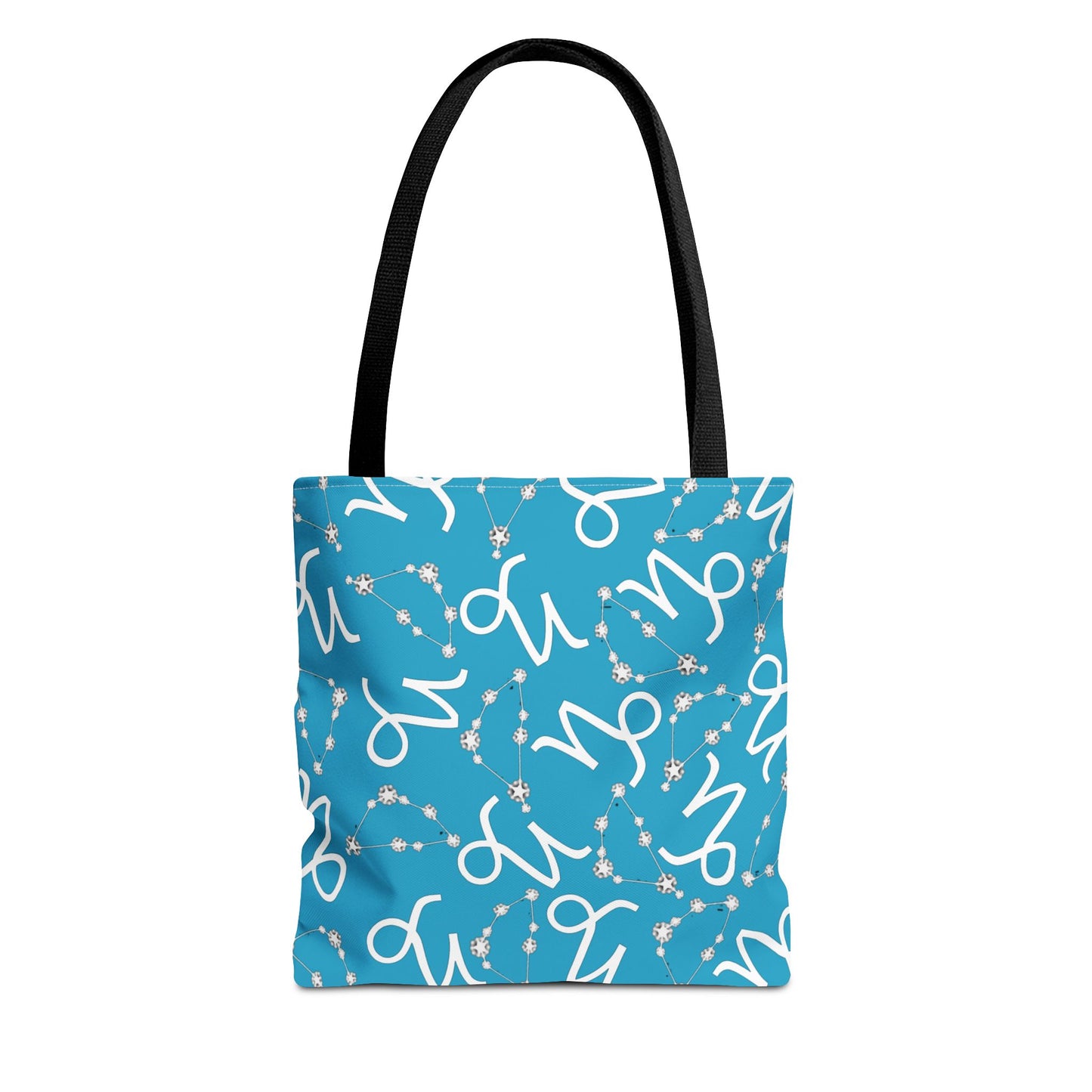 Tote Bag, Capricorn Zodiac Sign, AOP, (Turquoise, White)