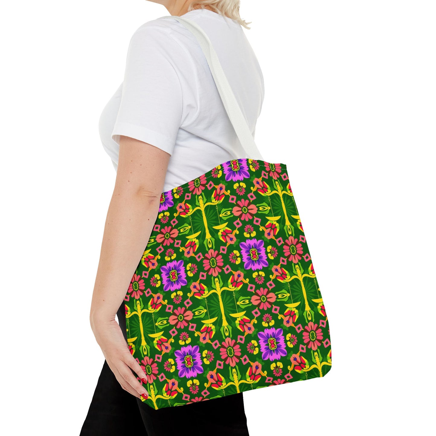 Tote Bag (AOP), Libra, Zodiac, Flower Pattern