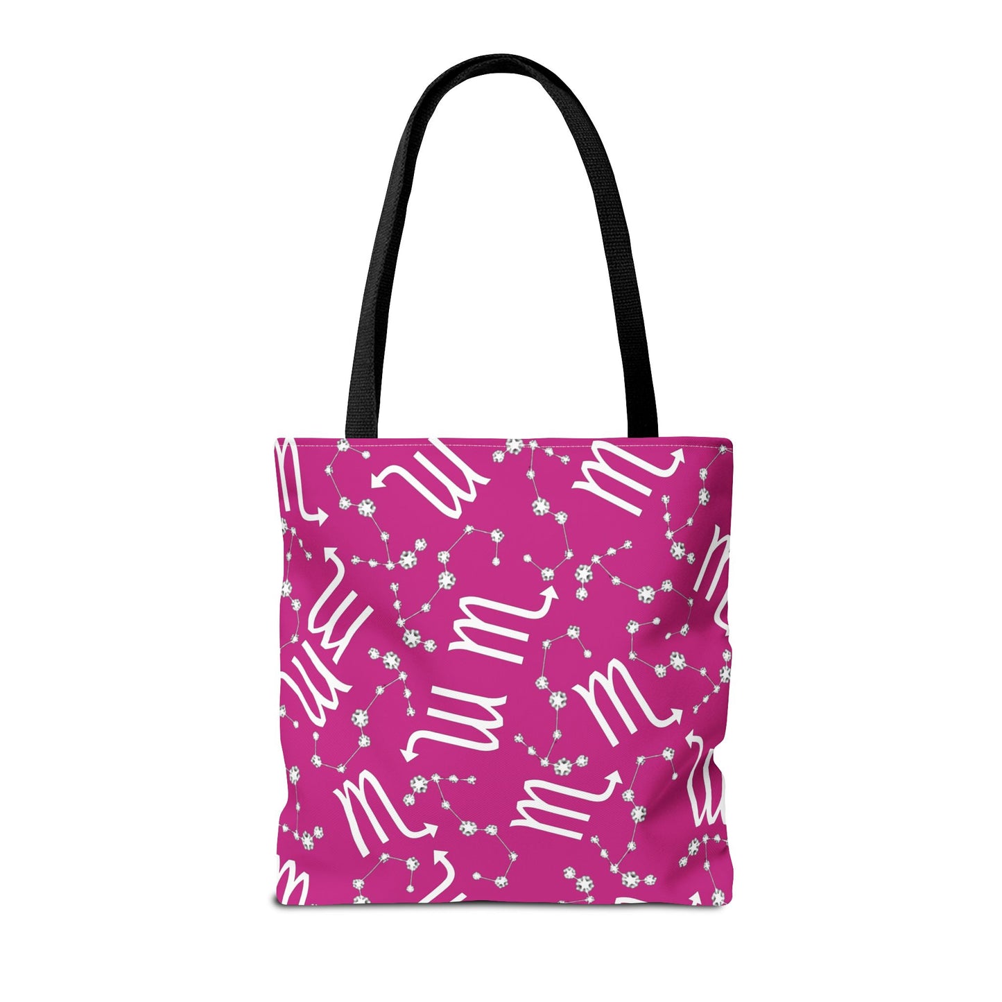 Tote Bag, Scorpio Zodiac Sign, AOP, (Pink, White)