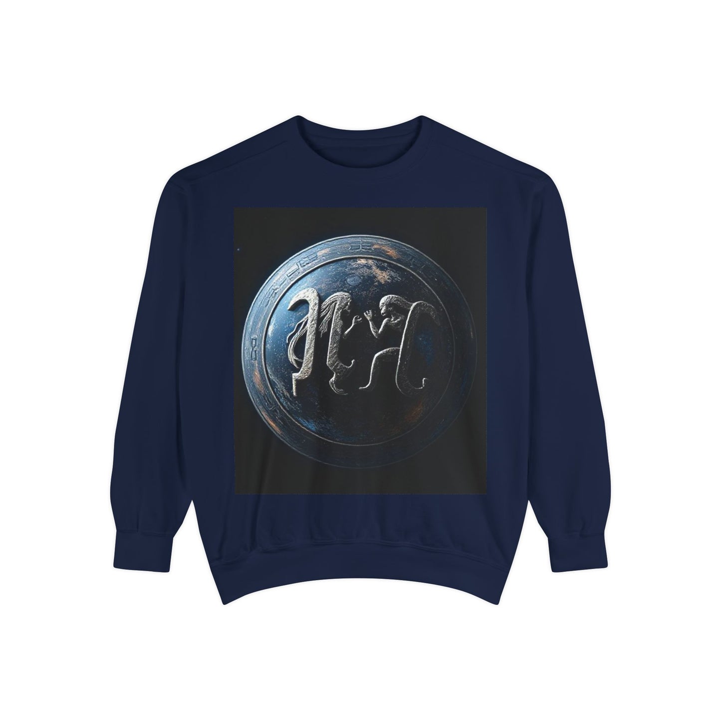 Garment-Dyed Sweatshirt, Unisex, Space Symbol Design, Gemini