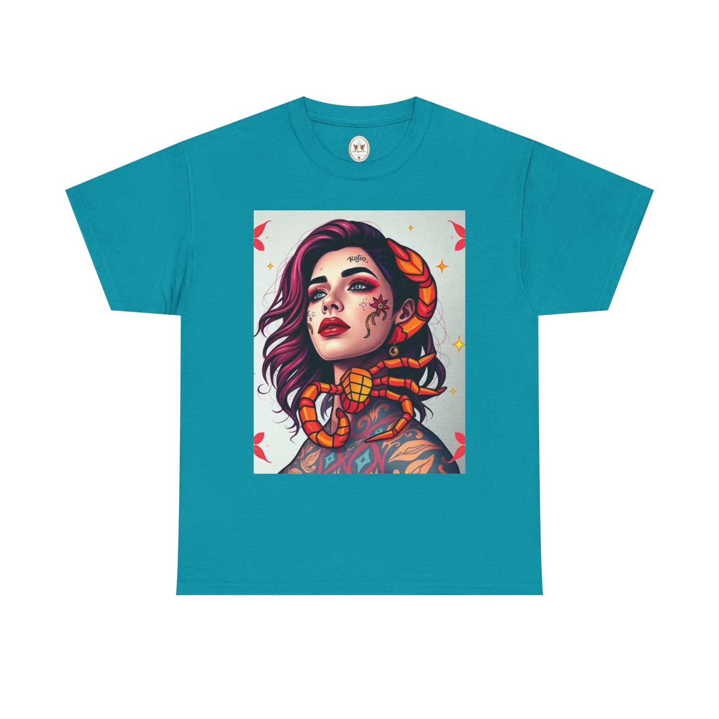 Unisex Heavy Cotton T-Shirt, Scorpio, Zodiac v3, Sexy Art