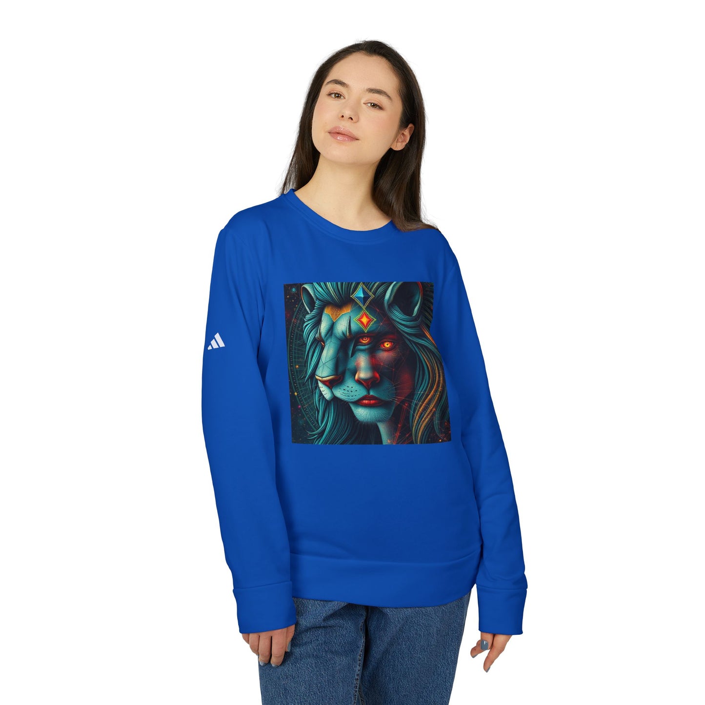 Adidas, Unisex Fleece Crewneck Sweatshirt, Leo, Pop Art, Zodiac