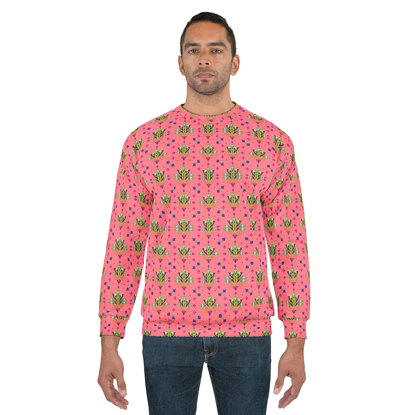 Unisex Sweatshirt (AOP), Aquarius, Zodiac v4, Jewel Pattern